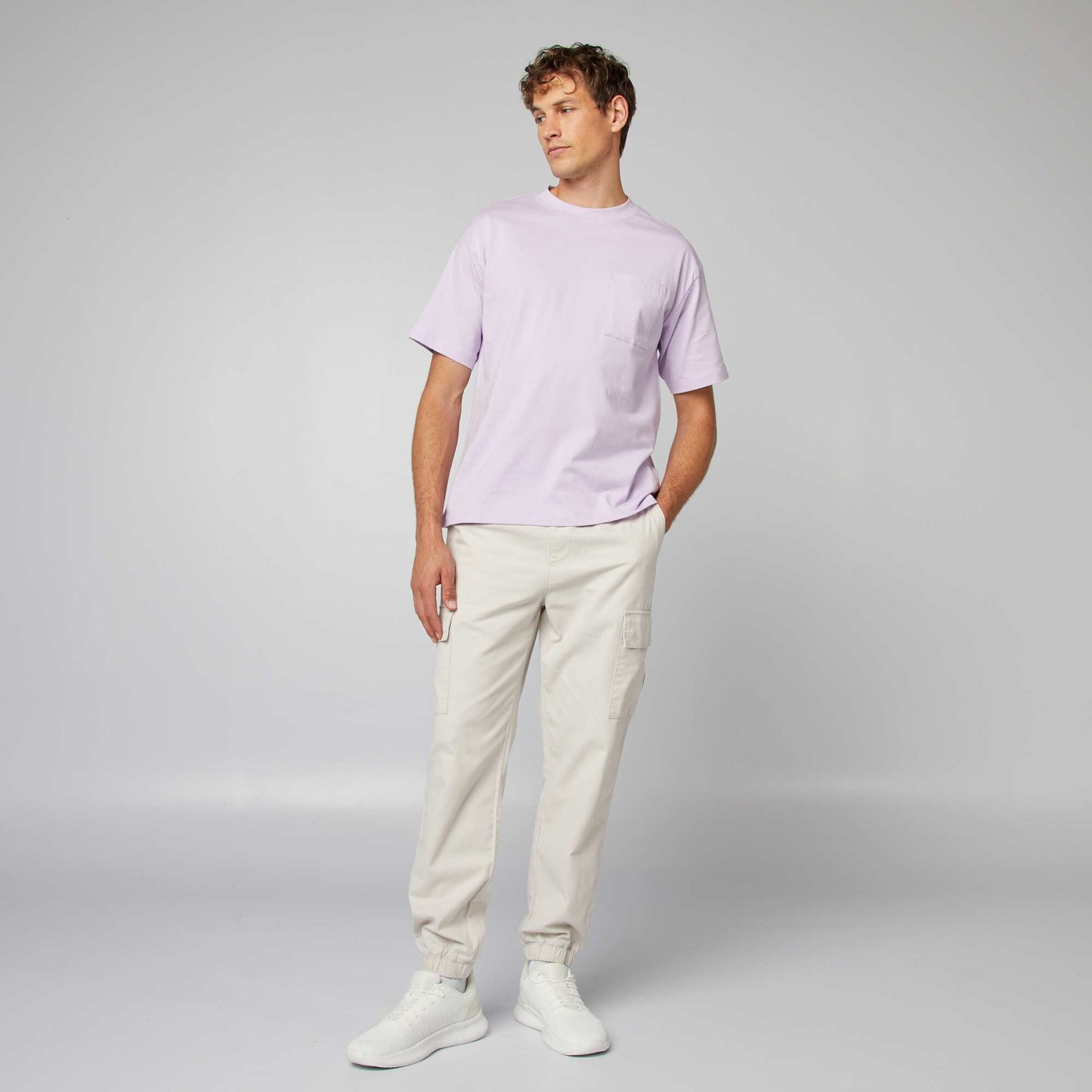 Plain loose-fit T-shirt light purple