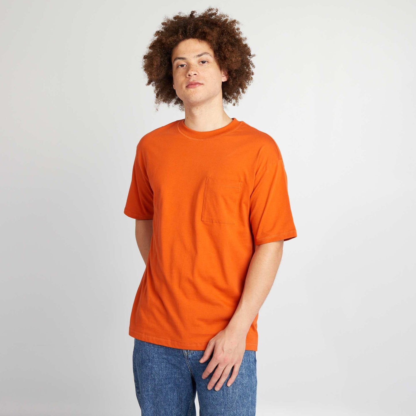 Plain loose-fit T-shirt orange