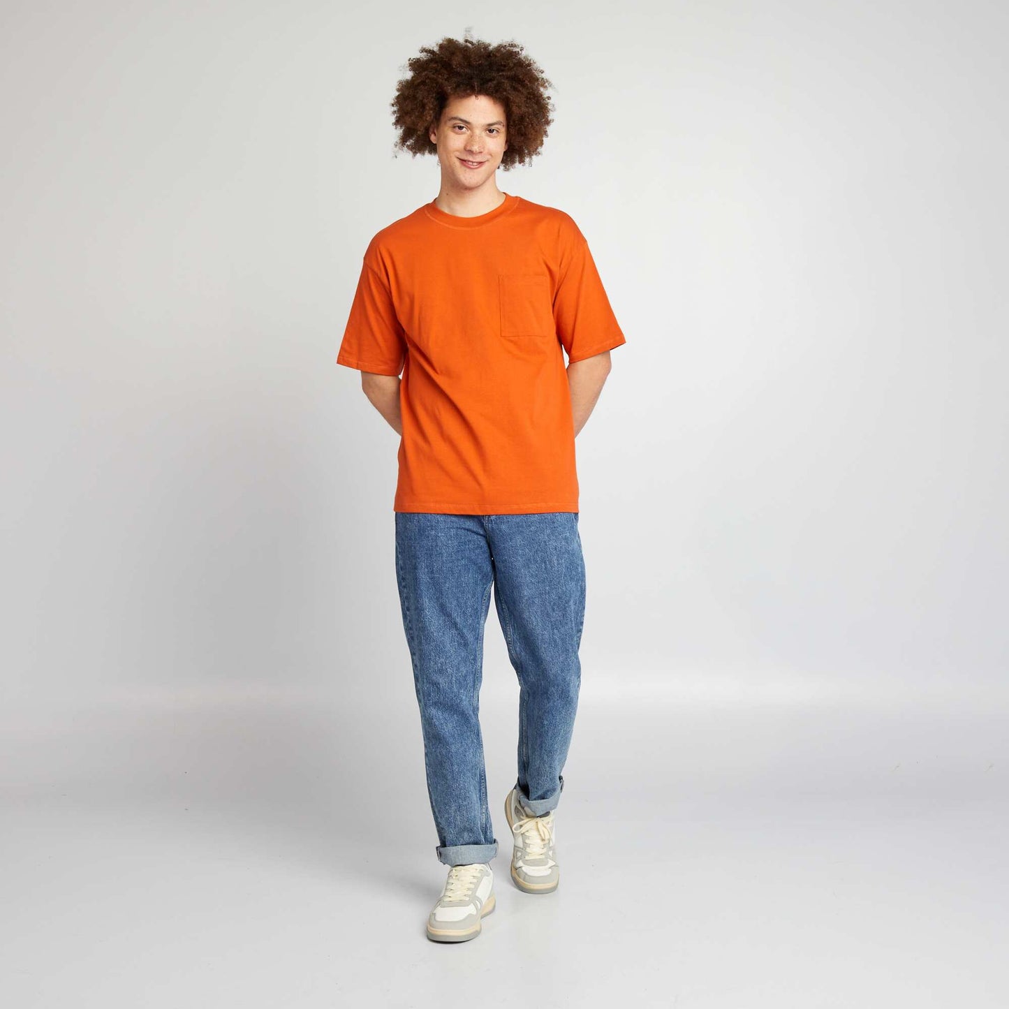 Plain loose-fit T-shirt orange