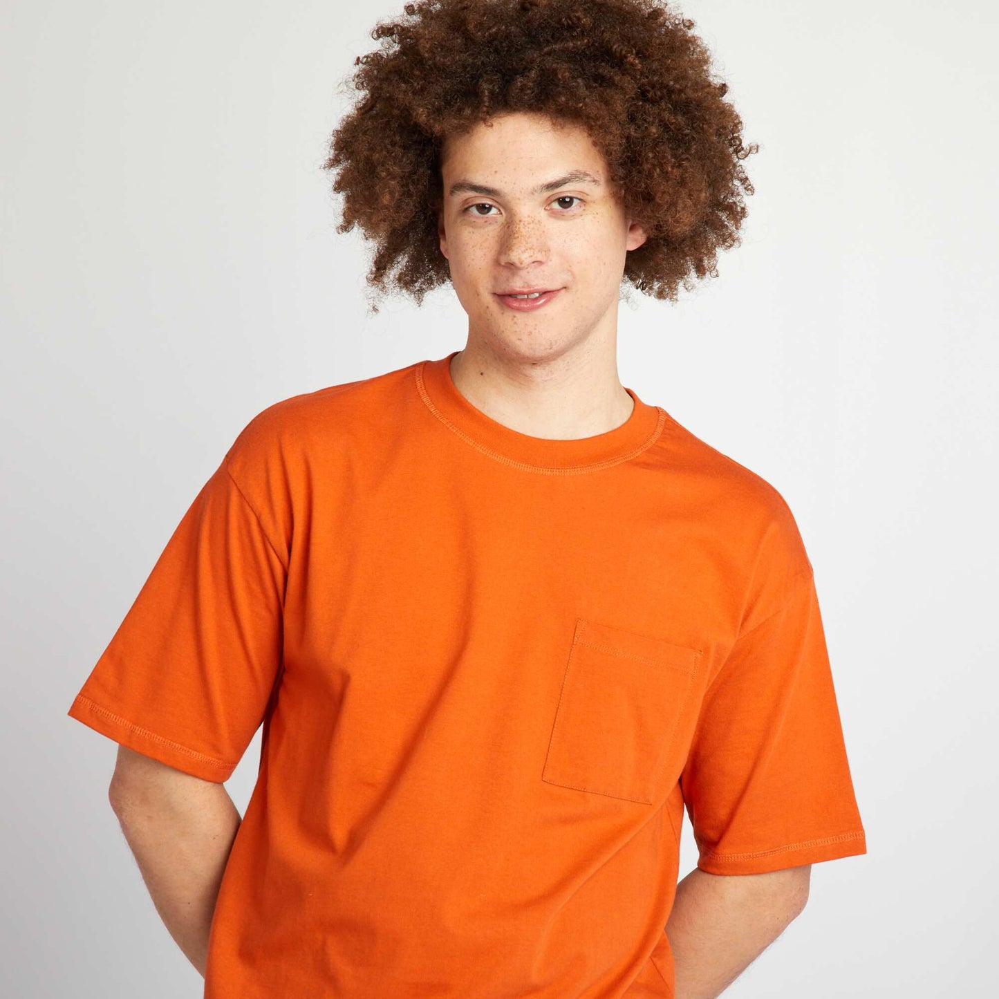 Plain loose-fit T-shirt orange