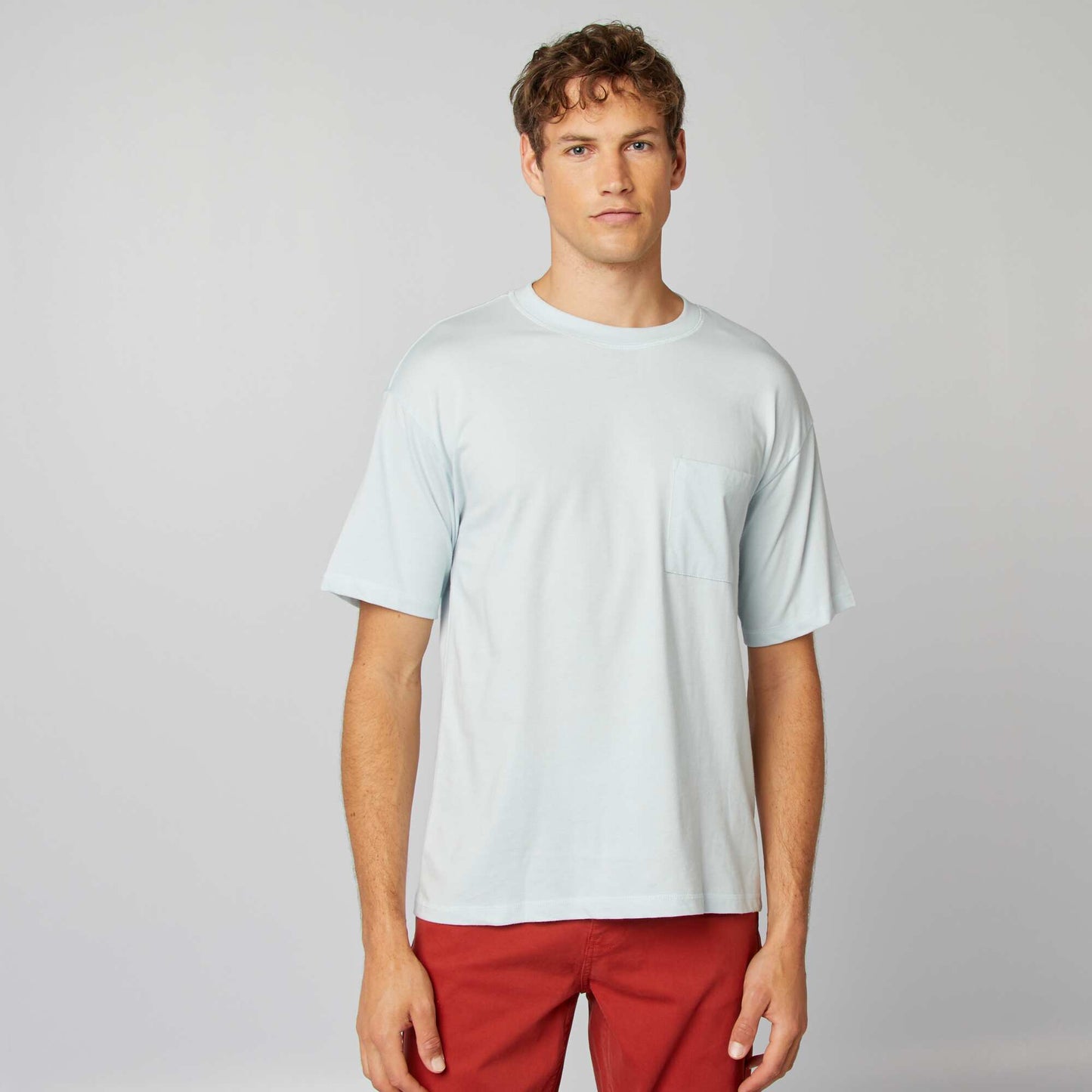 Plain loose-fit T-shirt BLUE