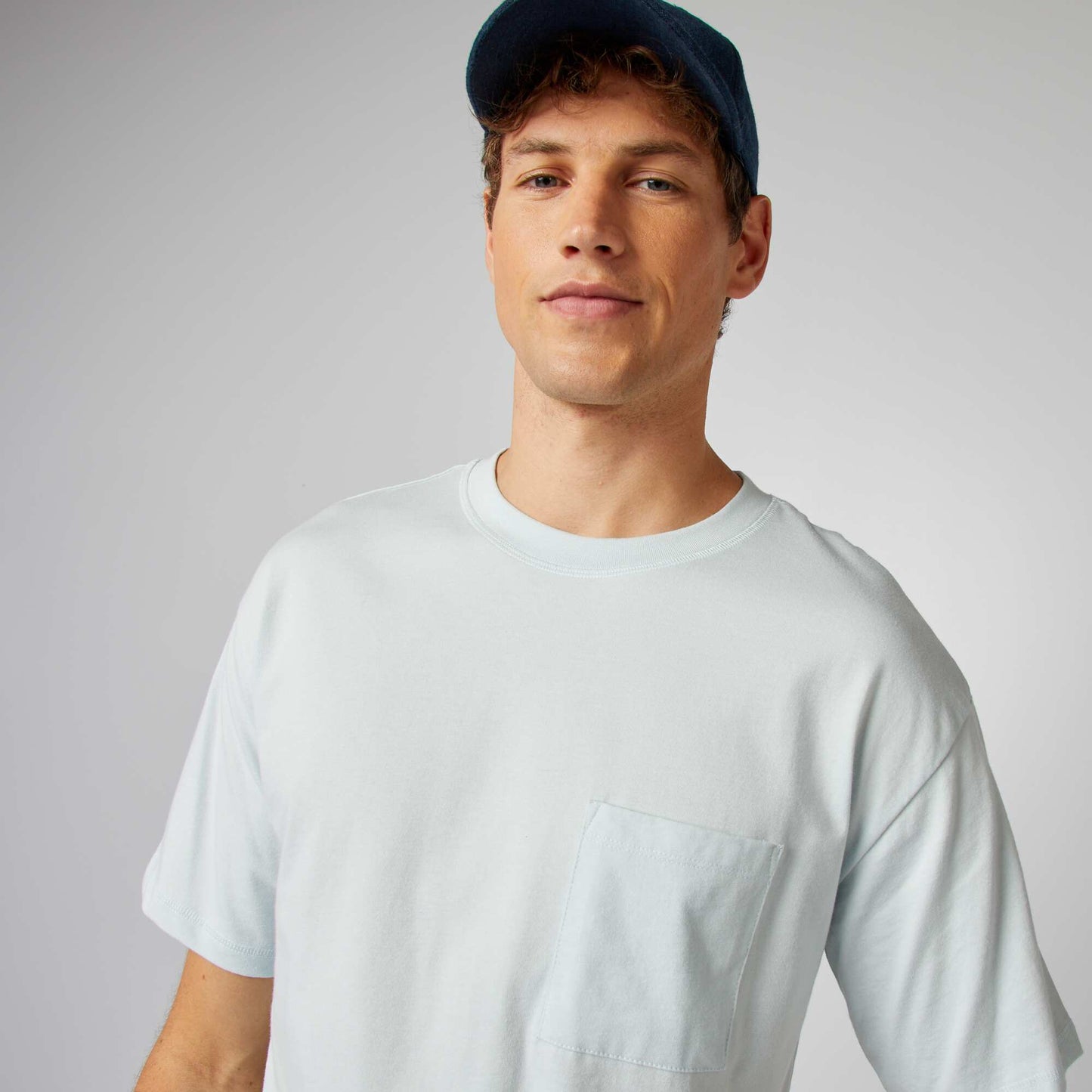 Plain loose-fit T-shirt BLUE