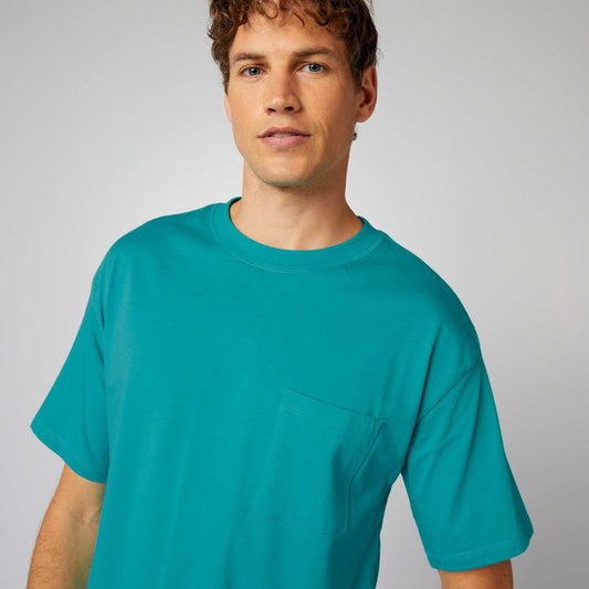 Plain loose-fit T-shirt baltic blue