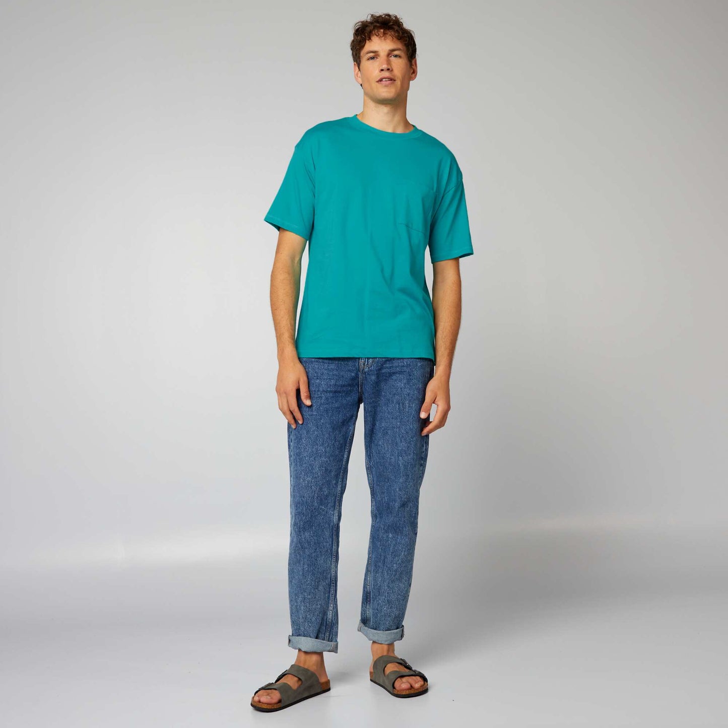 Plain loose-fit T-shirt baltic blue