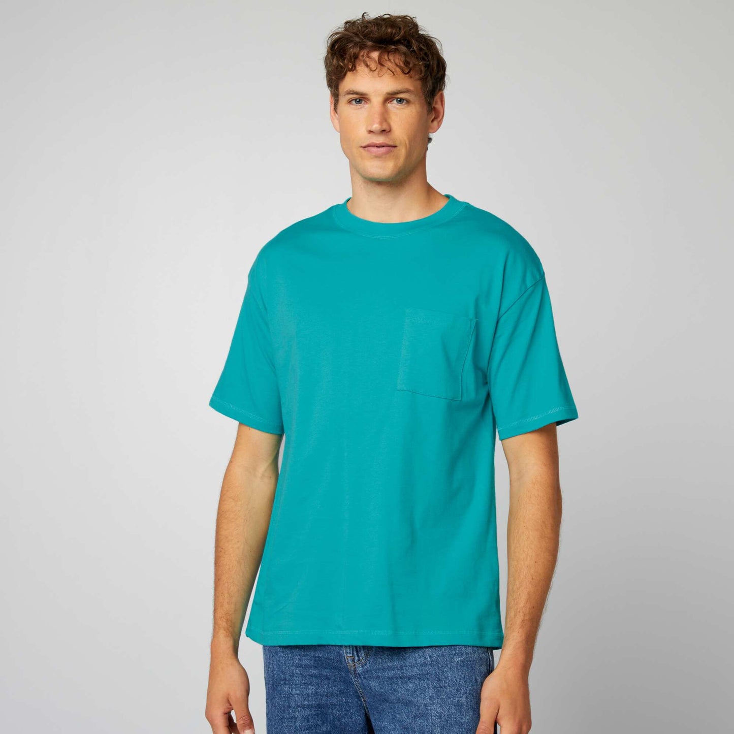 Plain loose-fit T-shirt baltic blue