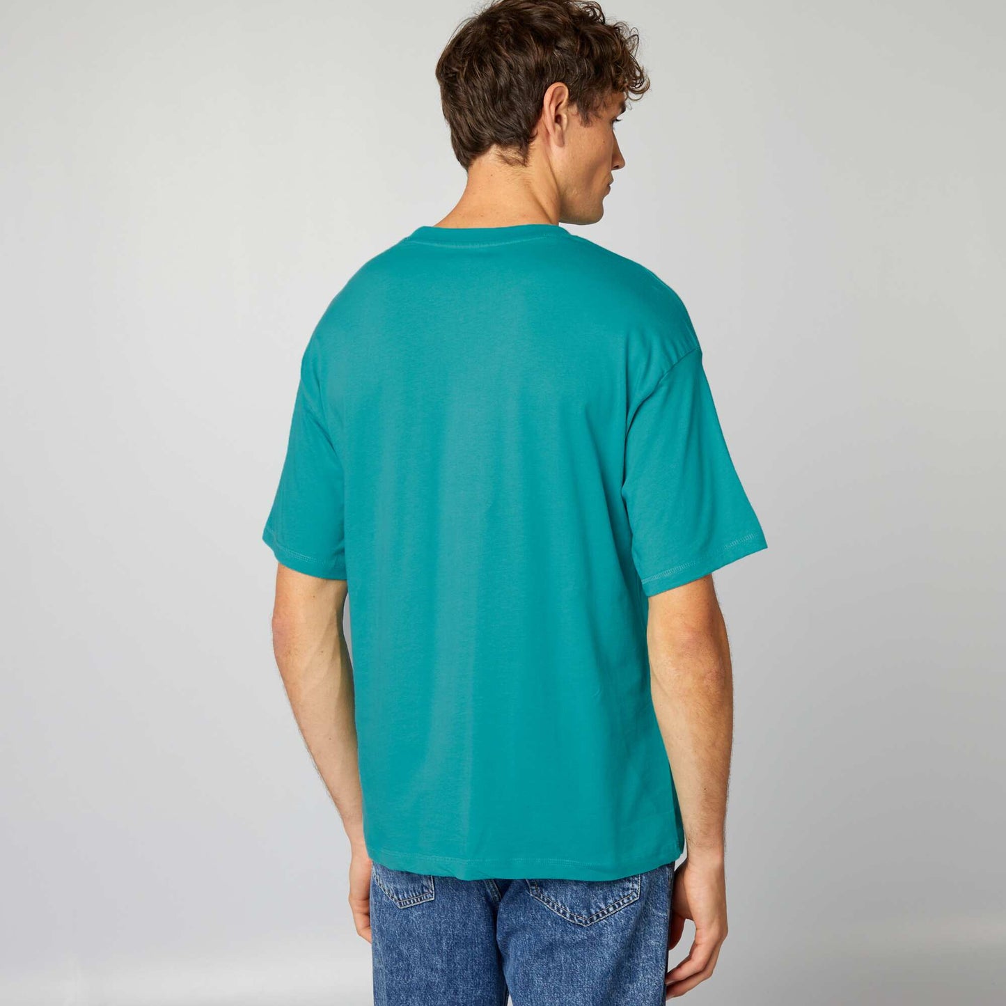 Plain loose-fit T-shirt baltic blue