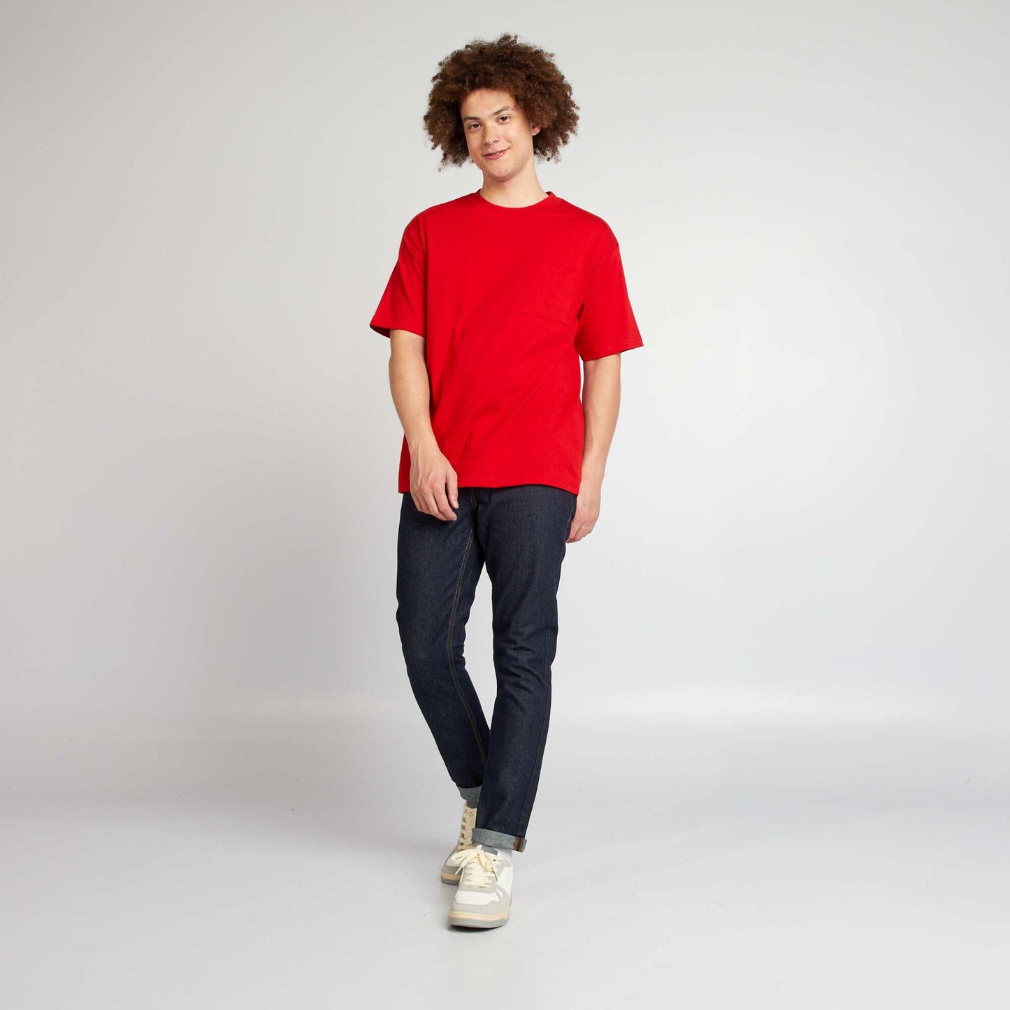 Plain loose-fit T-shirt RED