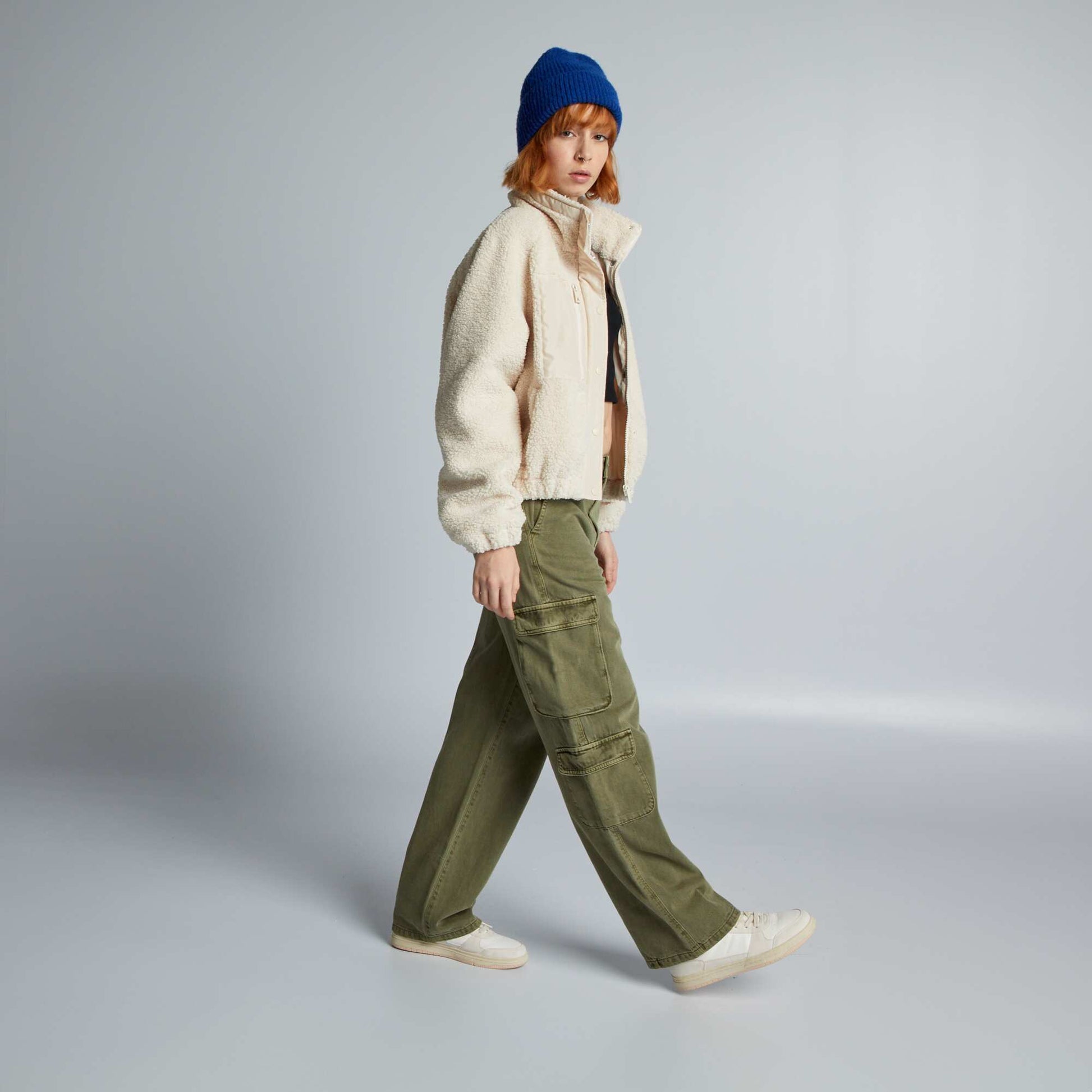 Multi-pocket straight trousers KHAKI
