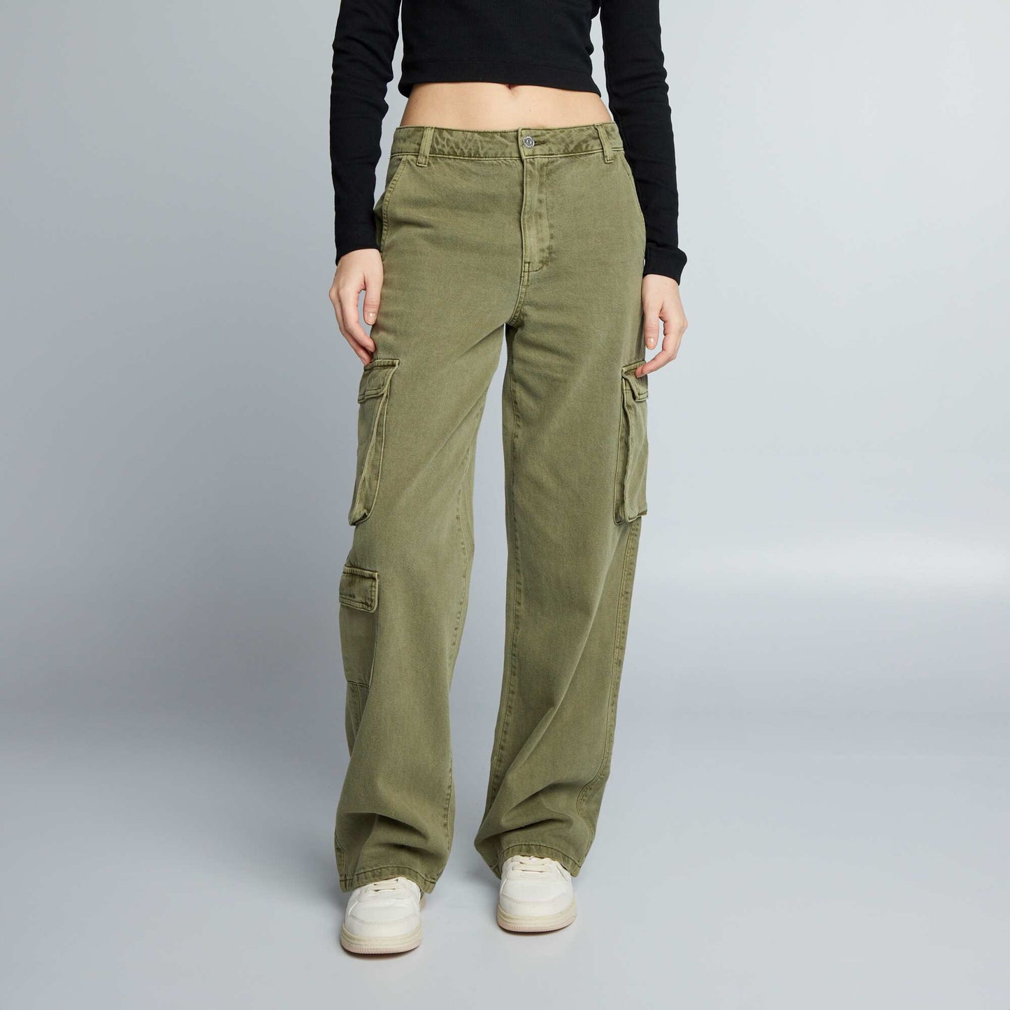 Multi-pocket straight trousers KHAKI
