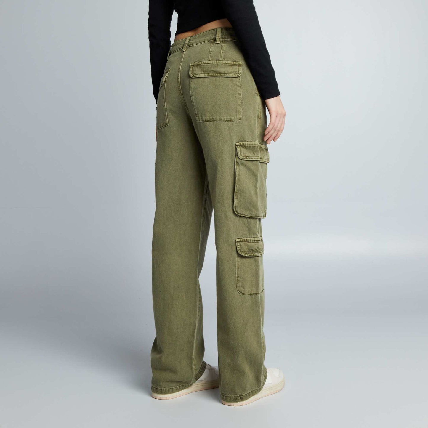 Multi-pocket straight trousers KHAKI