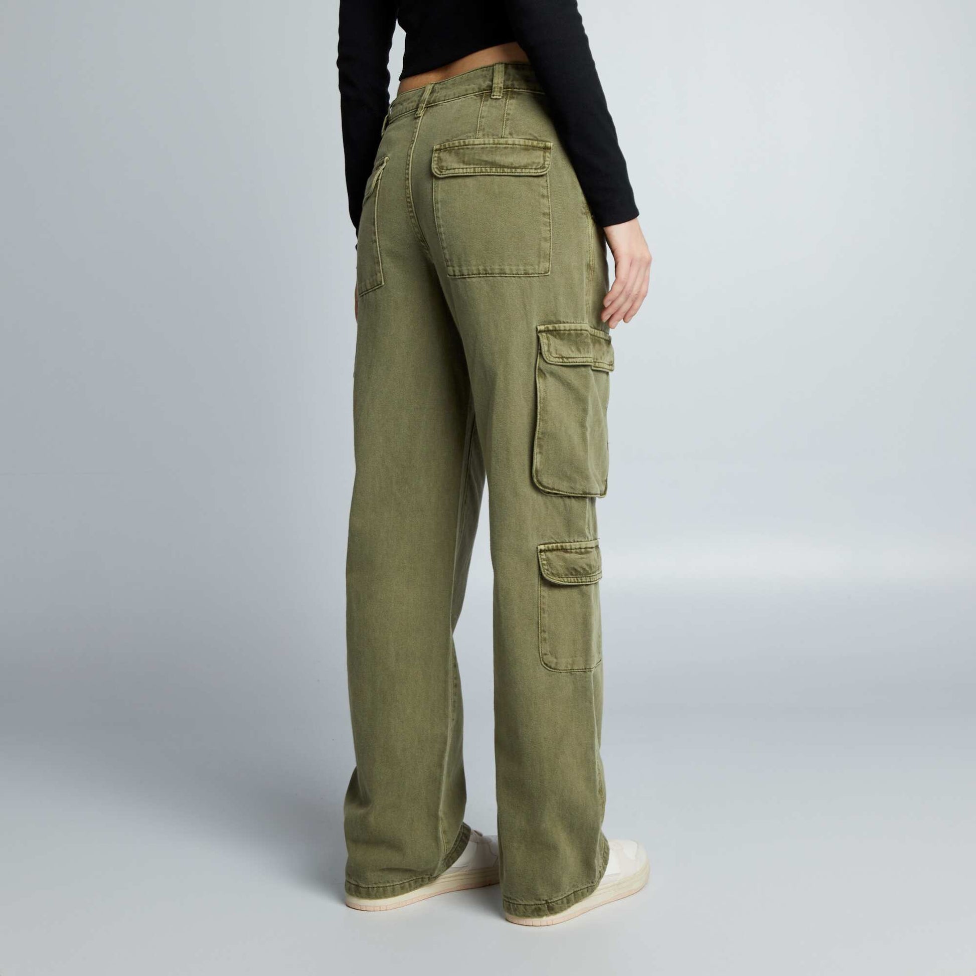 Multi-pocket straight trousers KHAKI