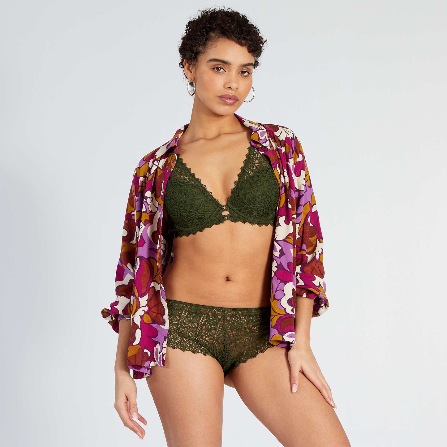 Floral lace bra KOMU GREEN
