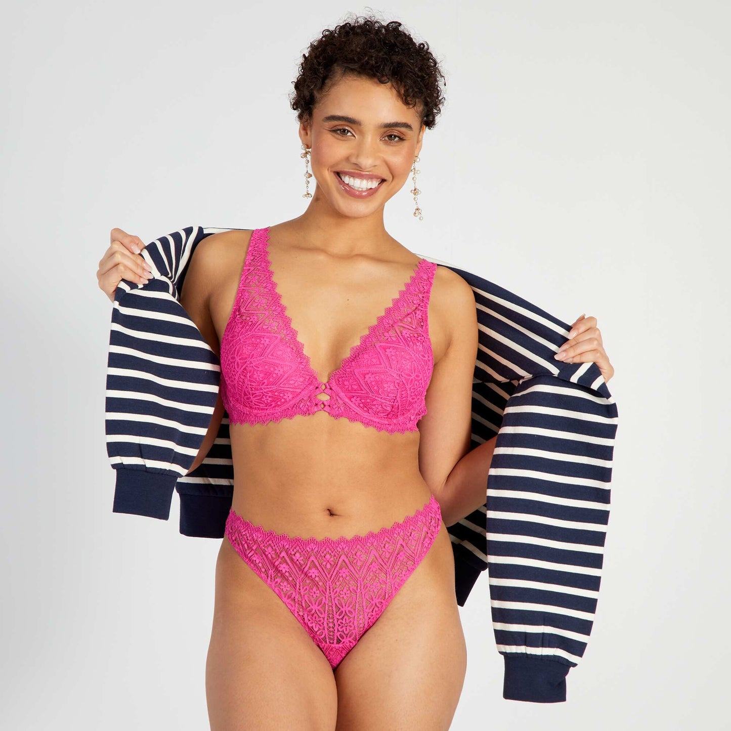 Floral lace bra PINK BERRY