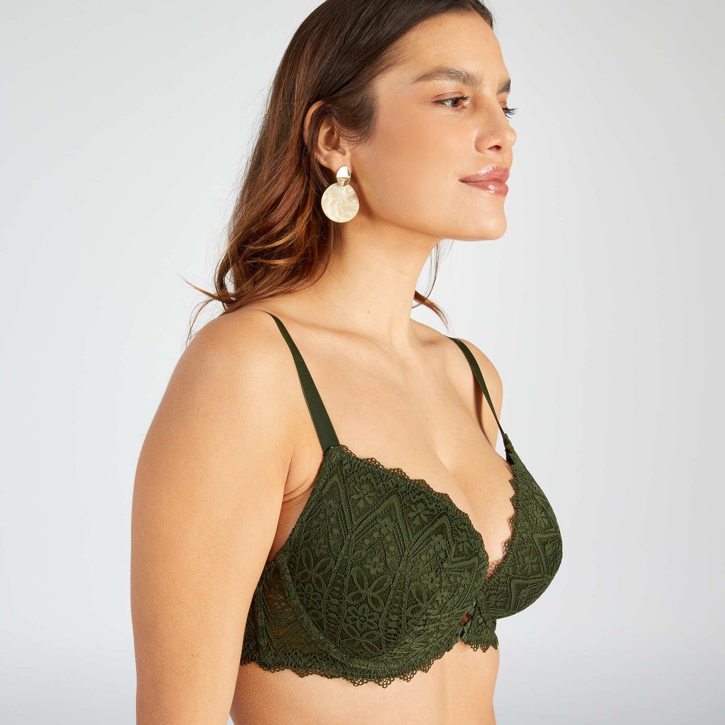 Lace bra for D & E cups KOMU GREEN