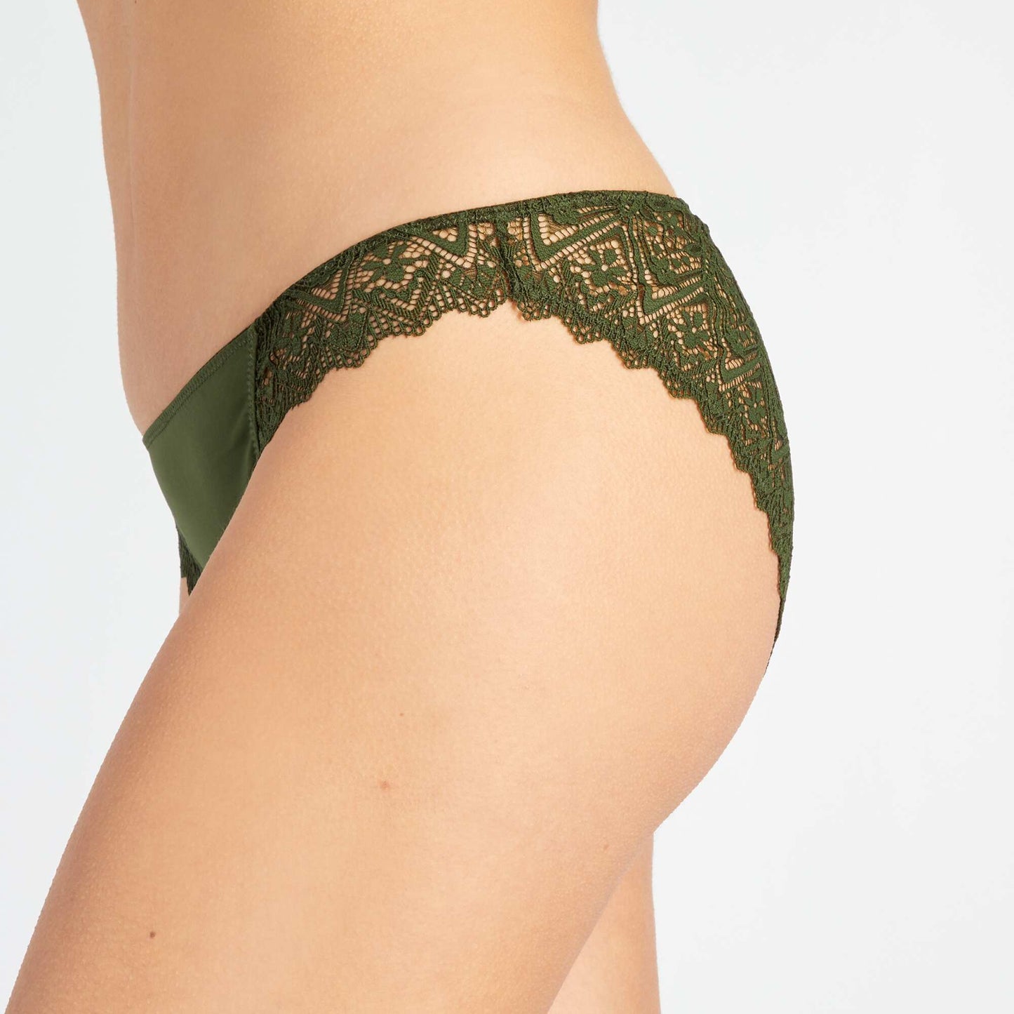 Lace and microfibre briefs KOMU GREEN