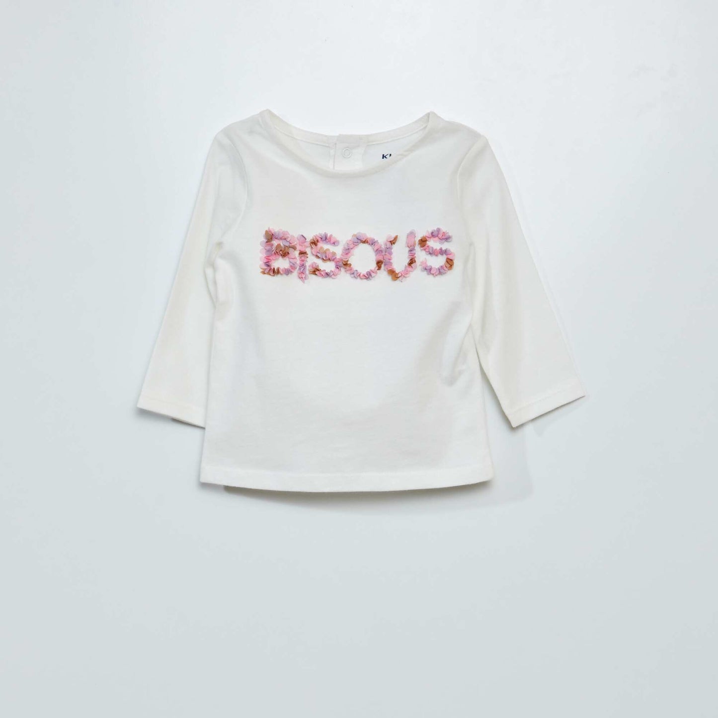 Long-sleeved bouclé print T-shirt WHITE