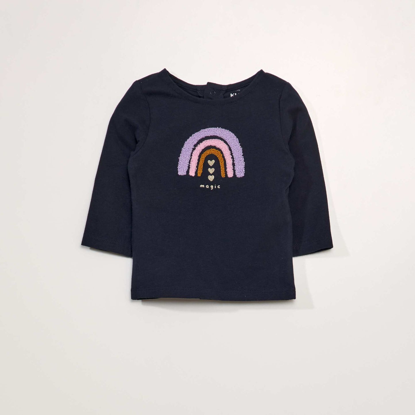 Long-sleeved bouclé print T-shirt BLUE