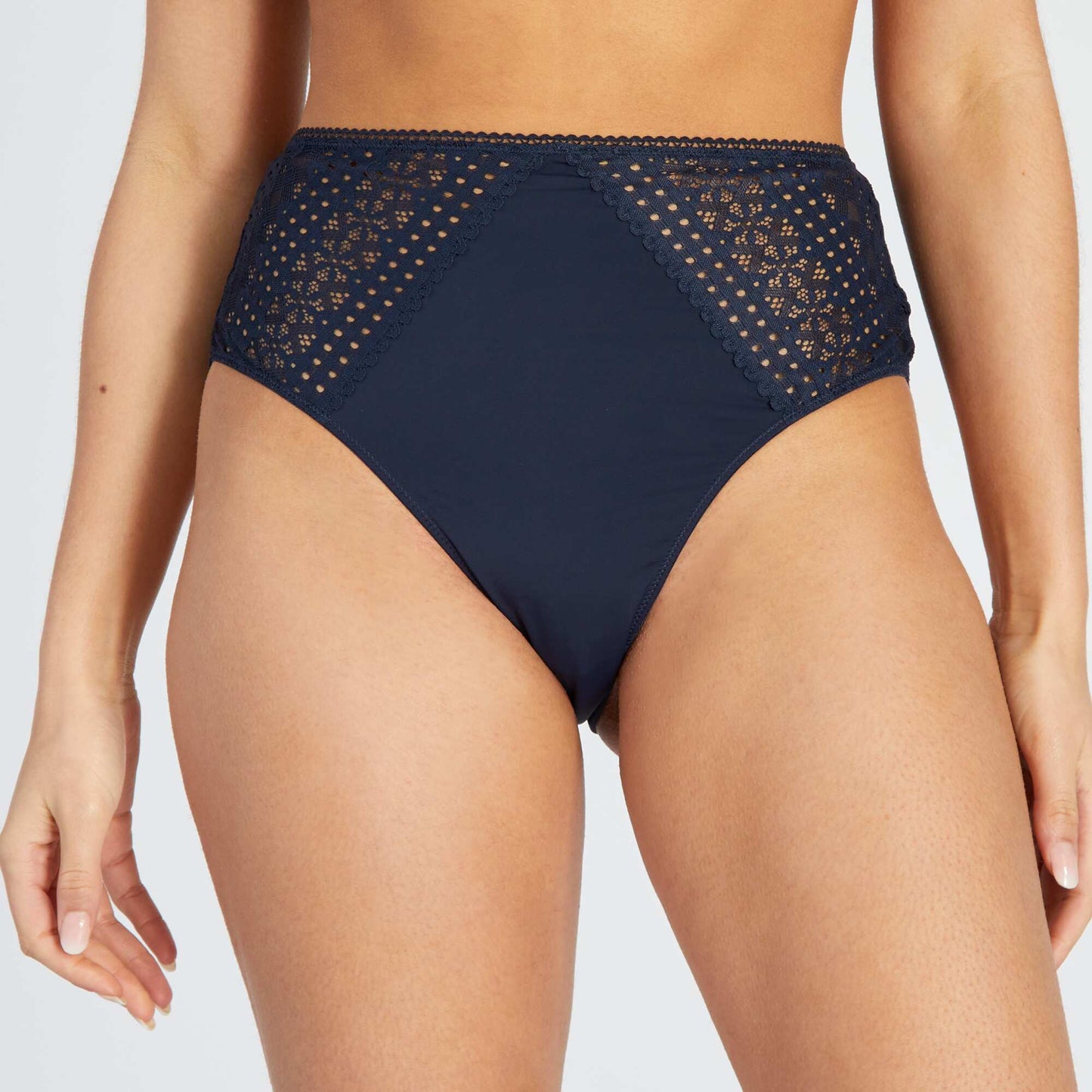 High-waisted lace tanga briefs SAPP BLUE