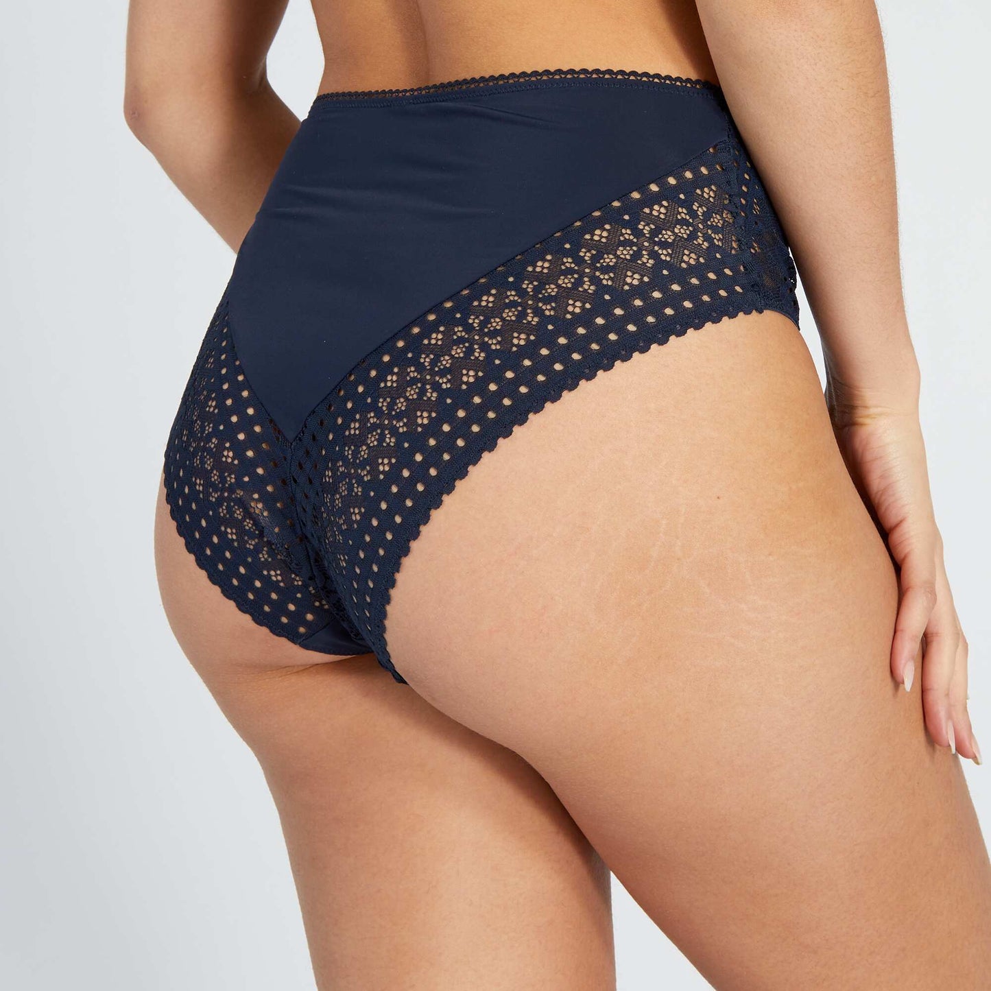 High-waisted lace tanga briefs SAPP BLUE