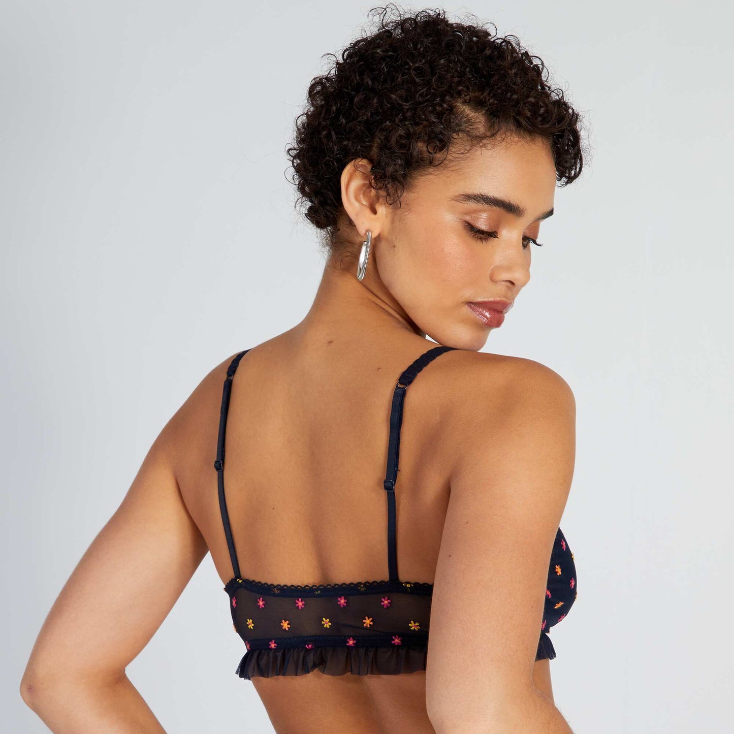 Floral-embroidered tulle demi-cup bra SAPP BLUE