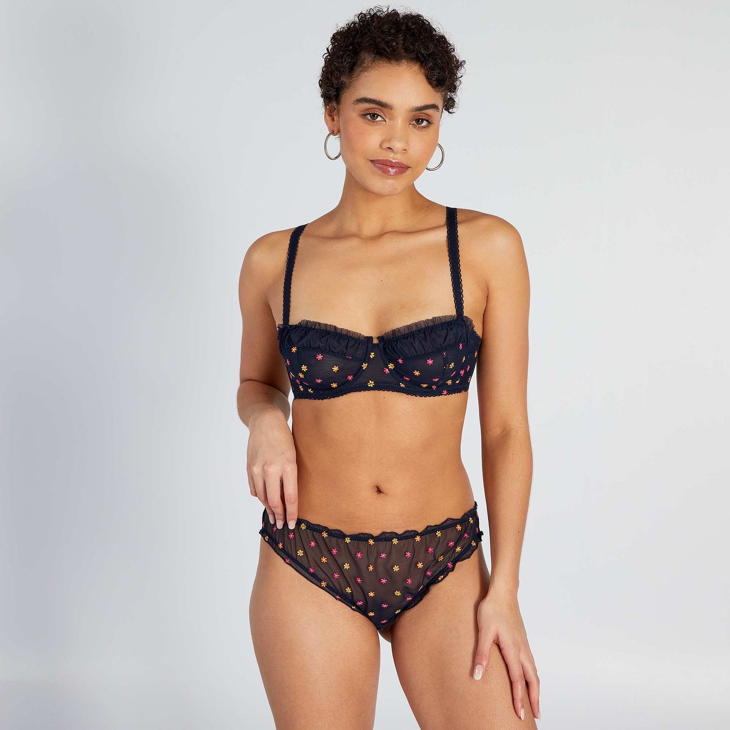 Embroidered tulle bloomer-style tanga briefs SAPP BLUE
