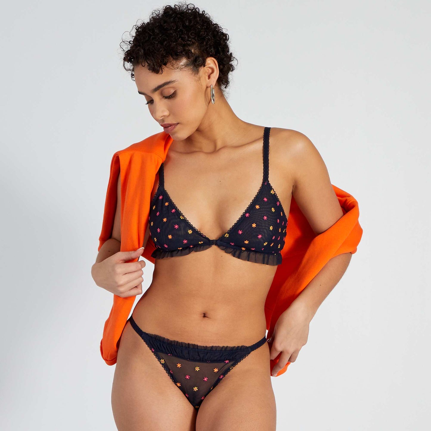 Embroidered tulle thong SAPP BLUE