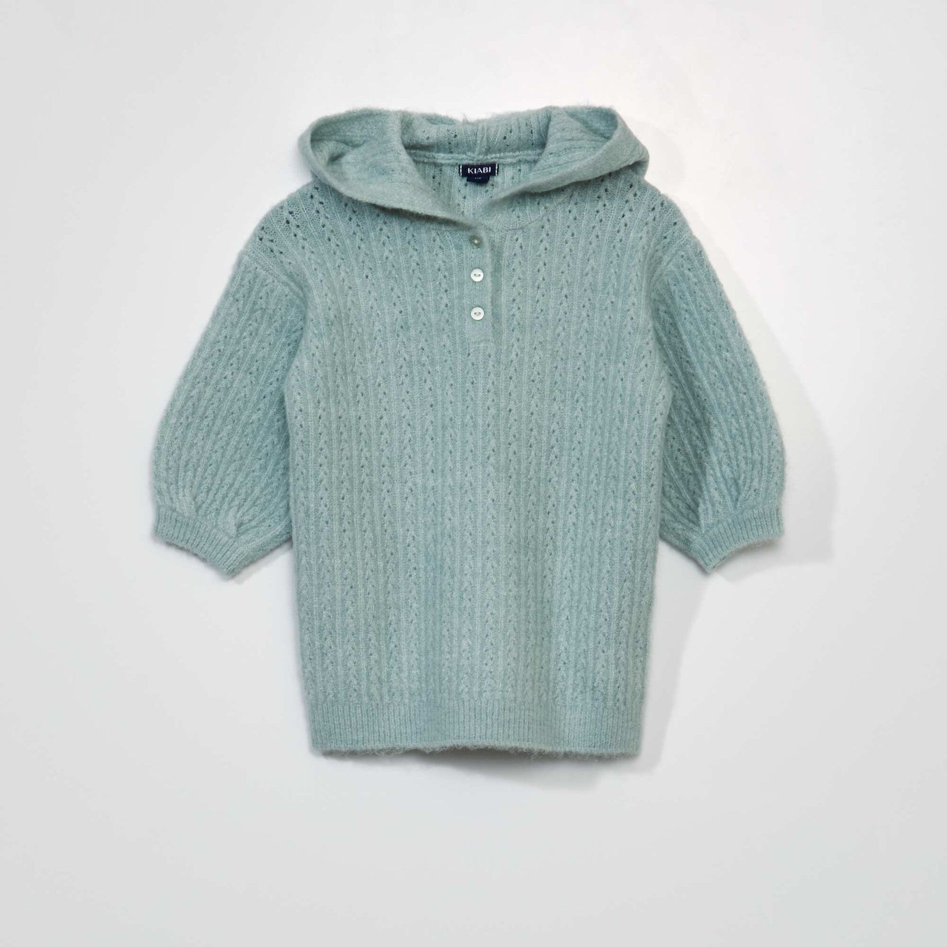 Knitted dress with hood OLD GREEN