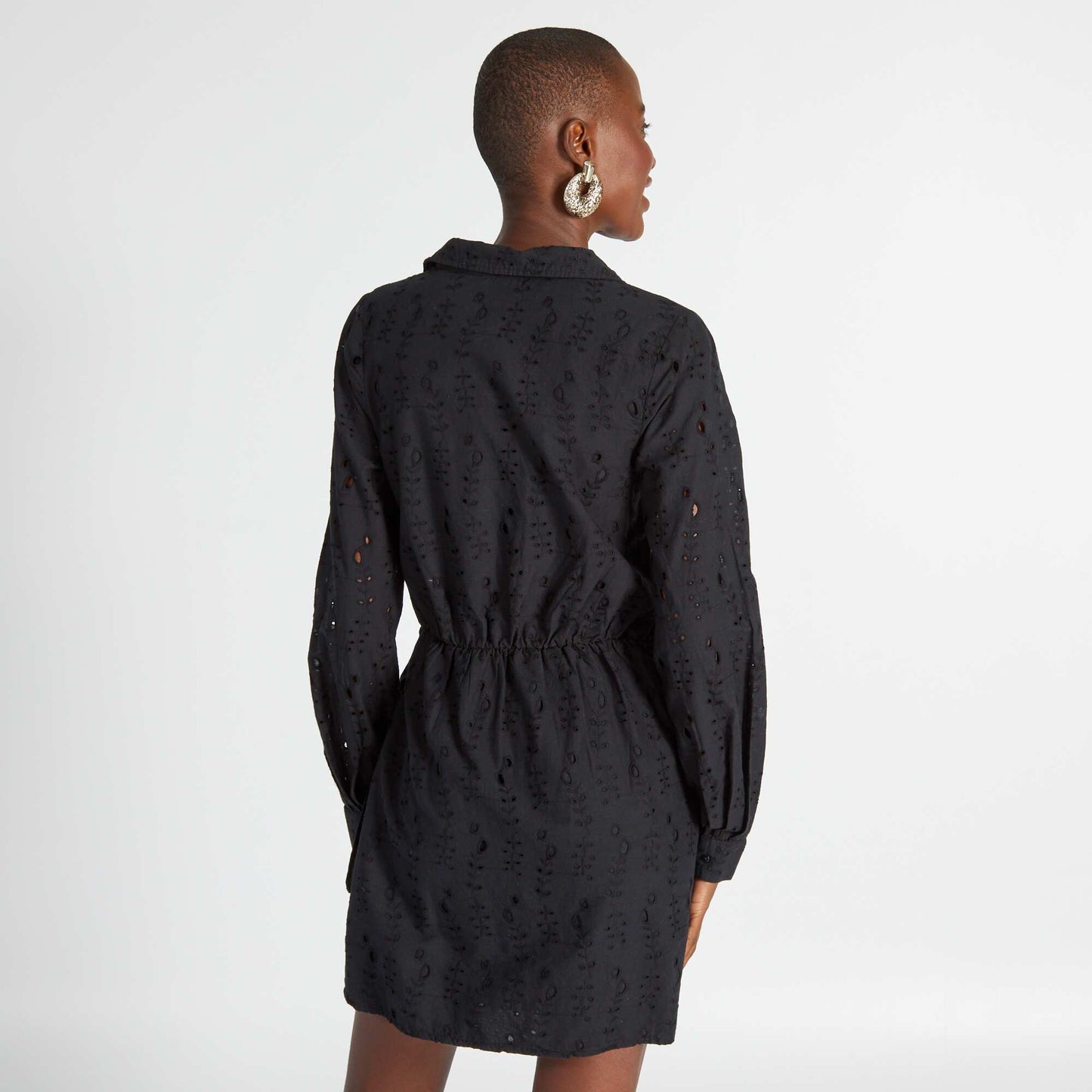 Broderie anglaise wrap dress black