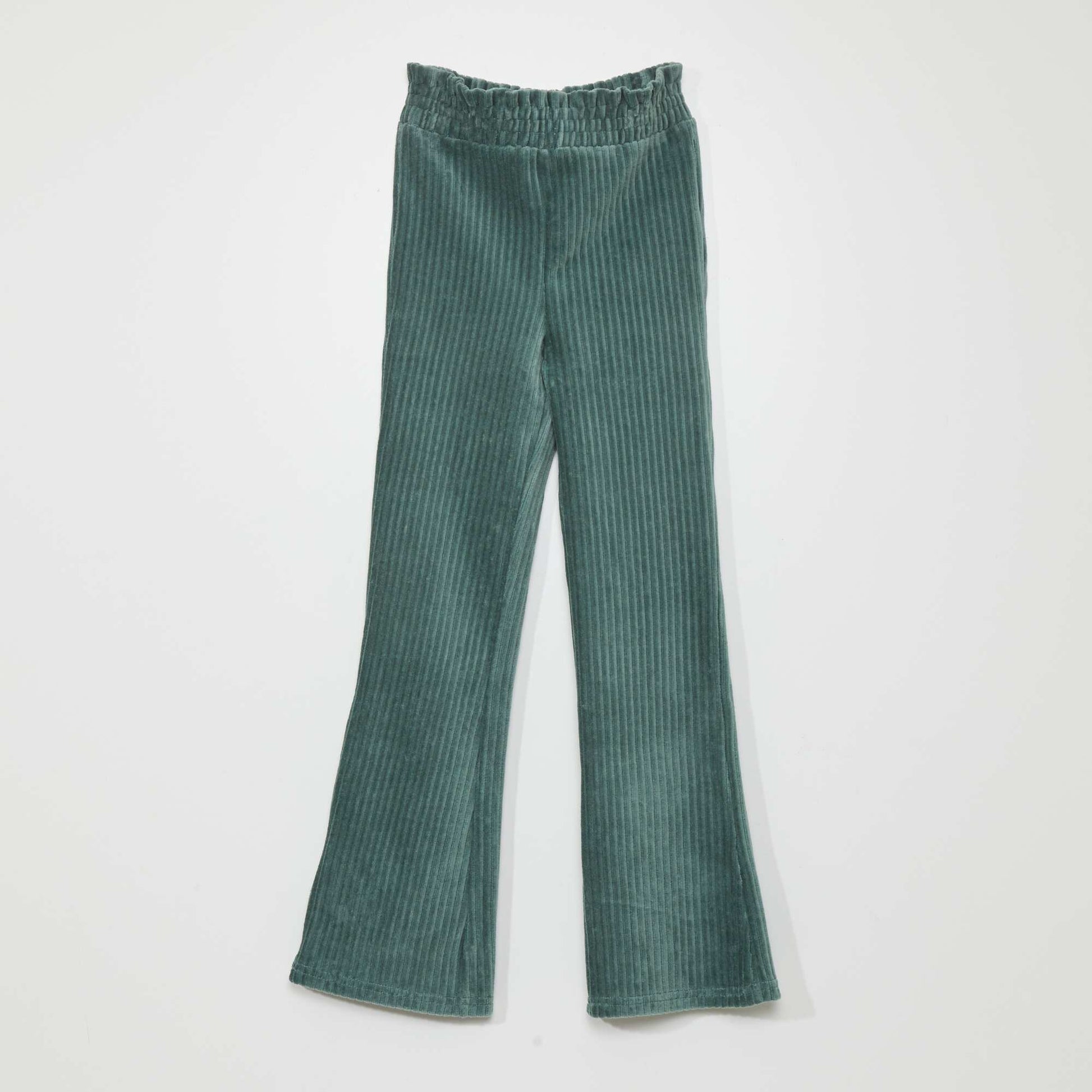 Corduroy knit fabric trousers GREEN