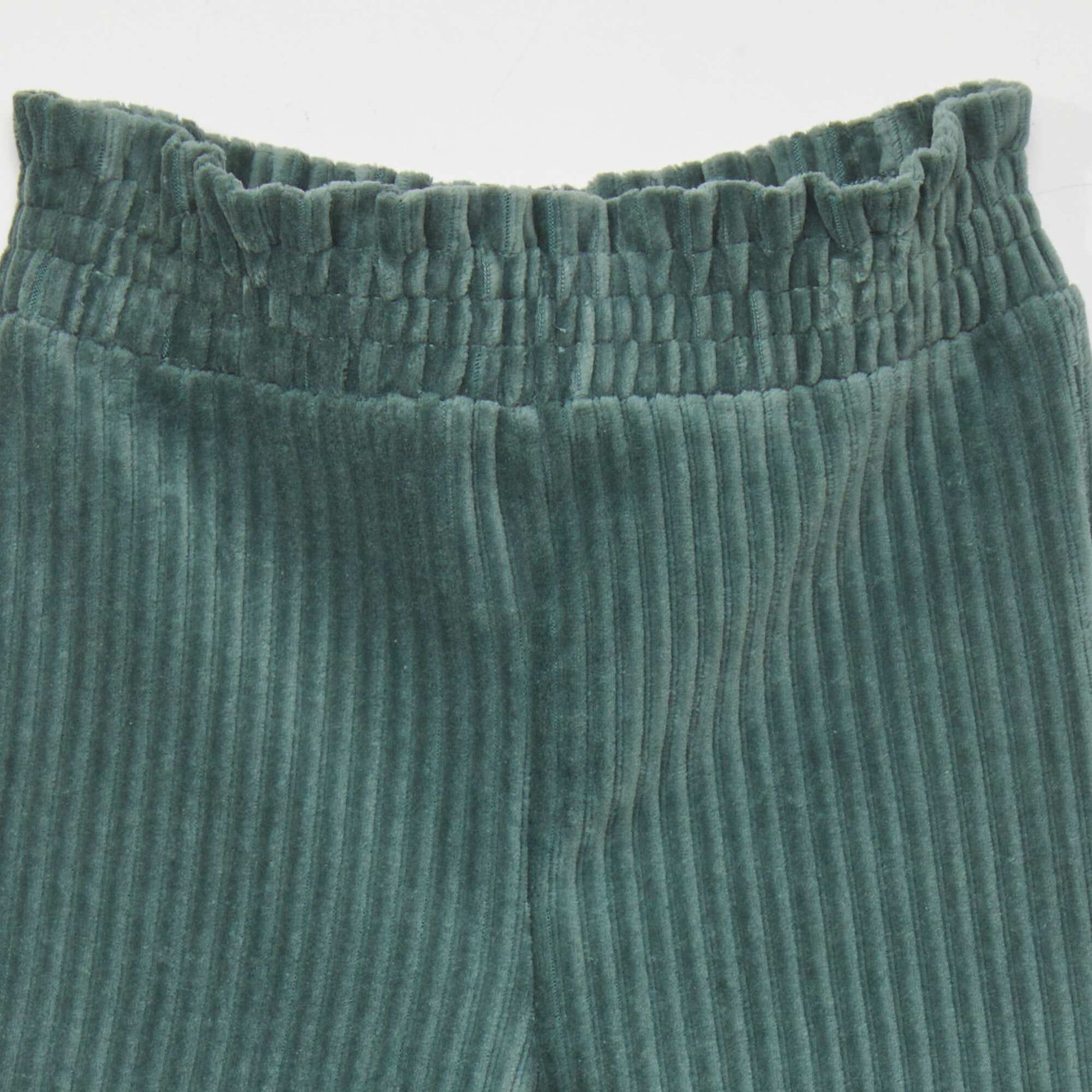 Corduroy knit fabric trousers GREEN