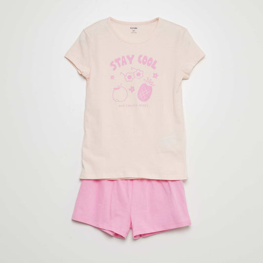 Short printed pyjama set - 2-piece set PINK