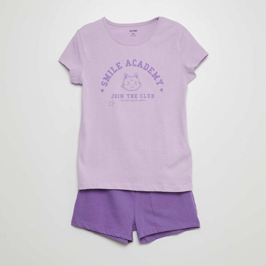 Short printed pyjama set - 2-piece set PURPLE