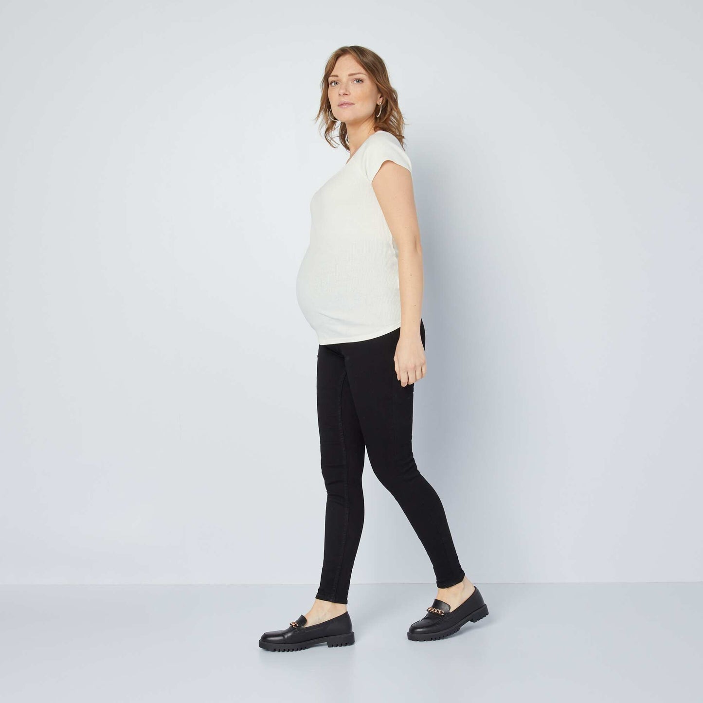 Maternity jeggings with support panel BLACK