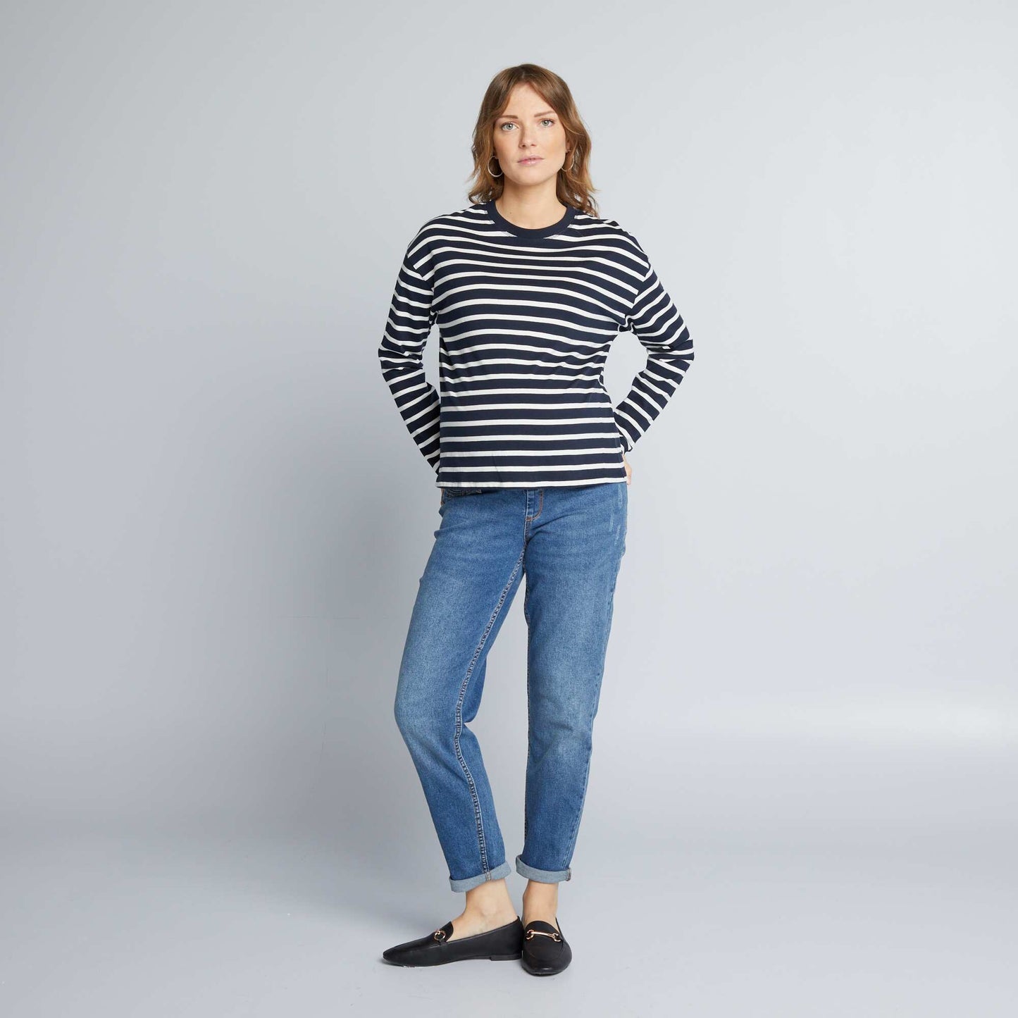 Maternity mom-fit jeans with distressed detailing BLUE