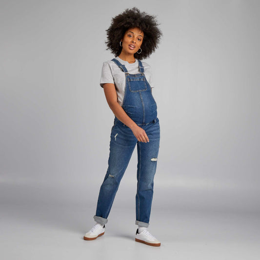 Stretch denim maternity dungarees BLUE