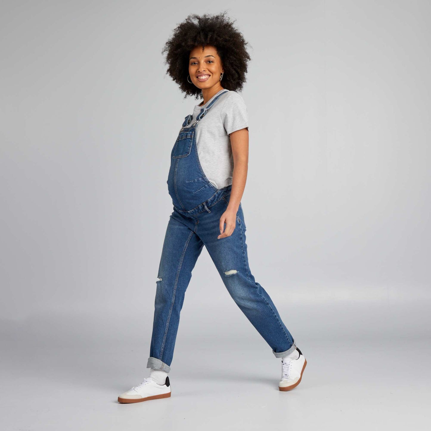 Stretch denim maternity dungarees BLUE