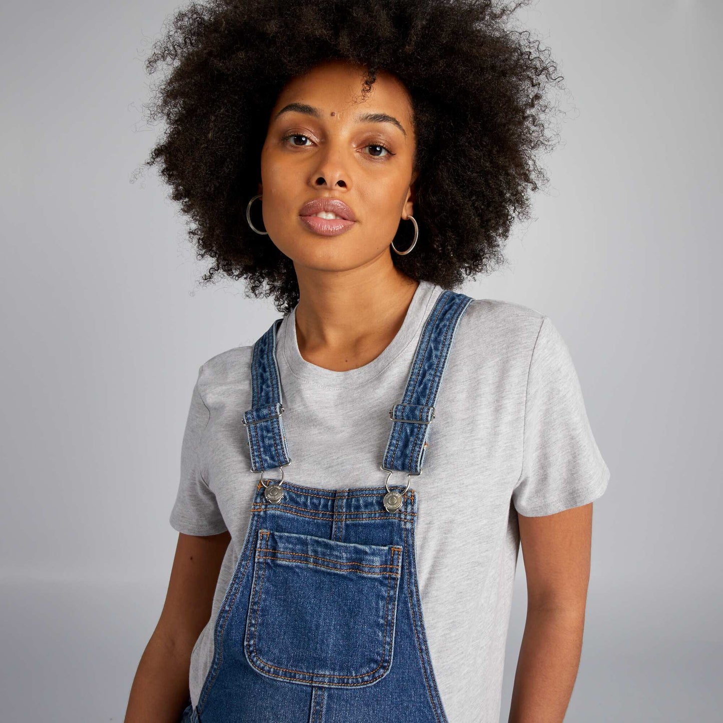 Stretch denim maternity dungarees BLUE