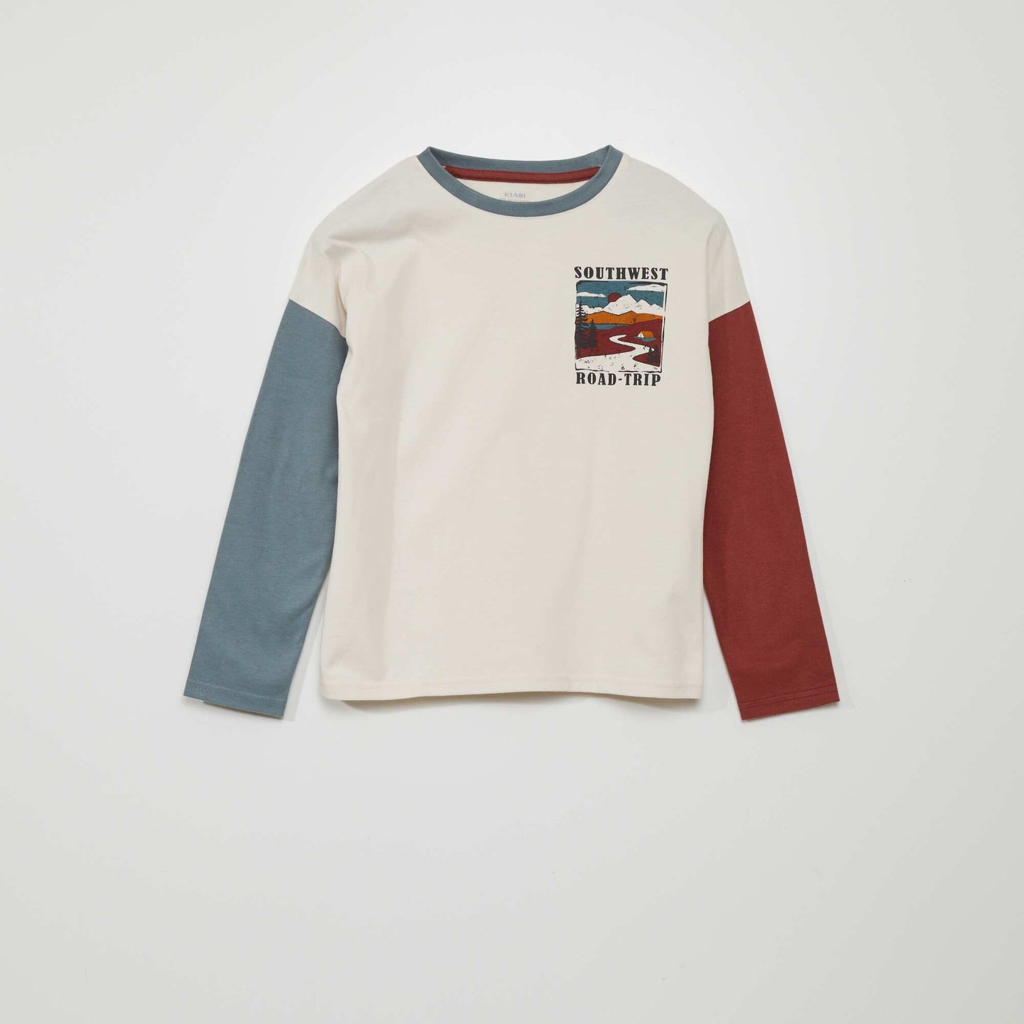 Long-sleeved three-tone T-shirt BEIGE