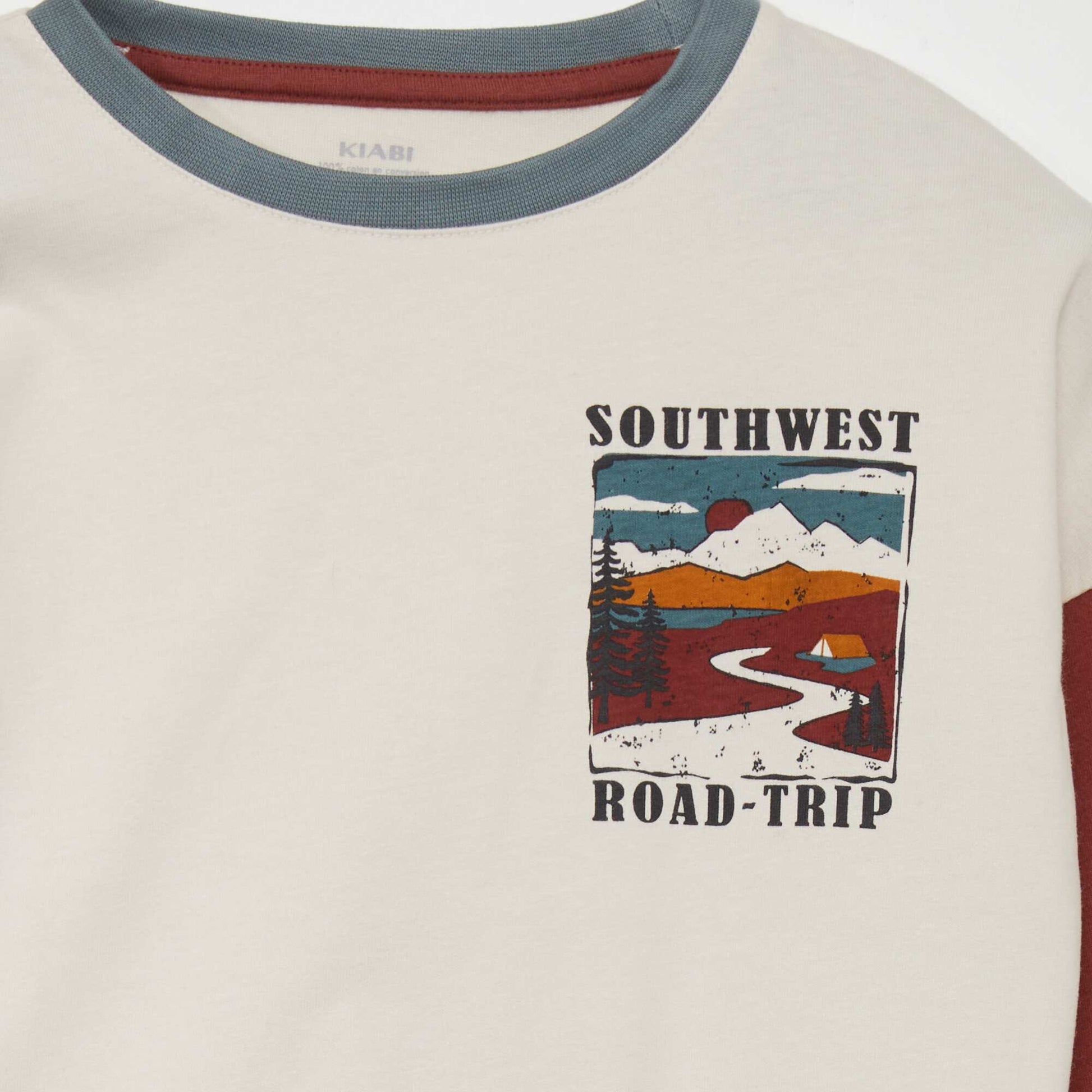 Long-sleeved three-tone T-shirt BEIGE