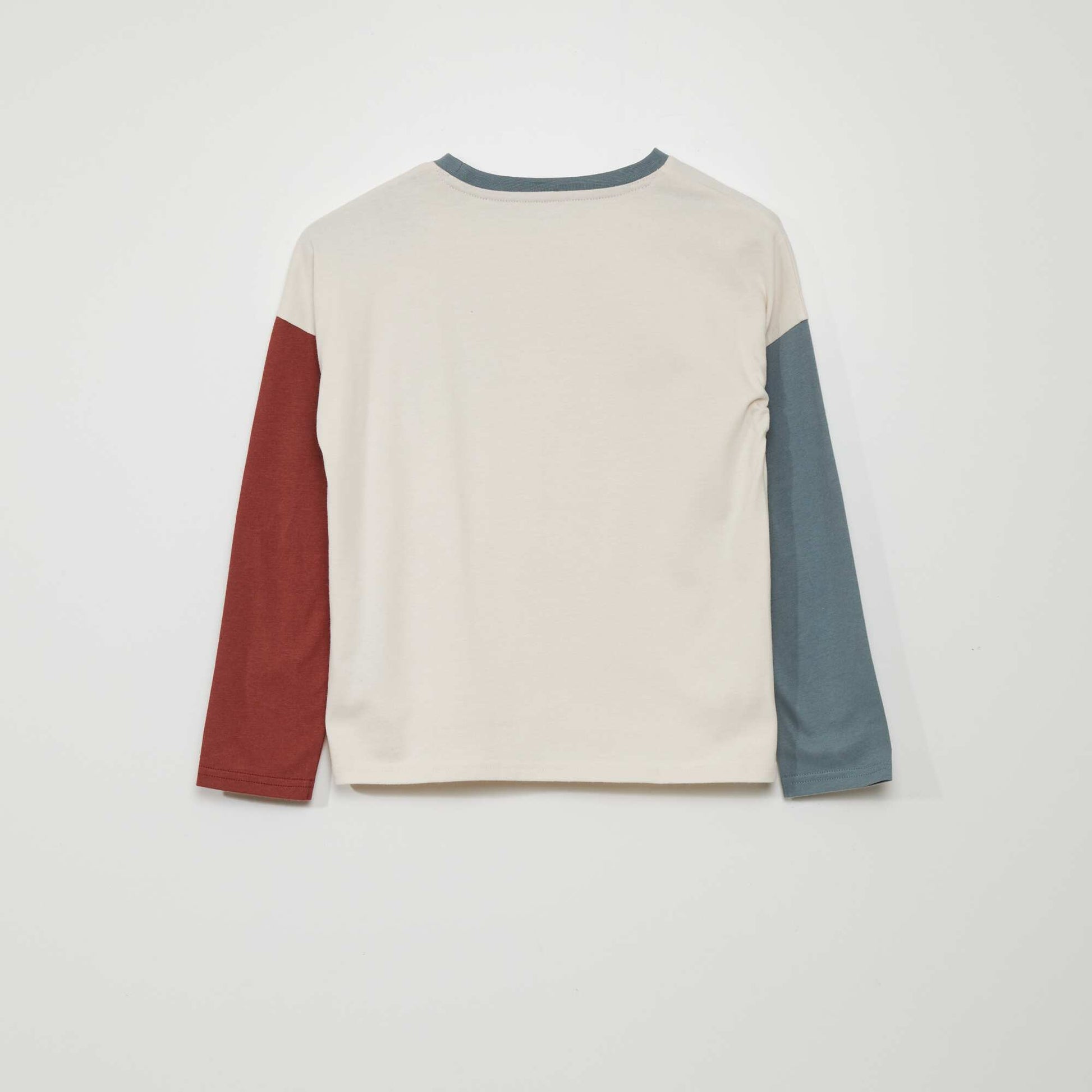 Long-sleeved three-tone T-shirt BEIGE