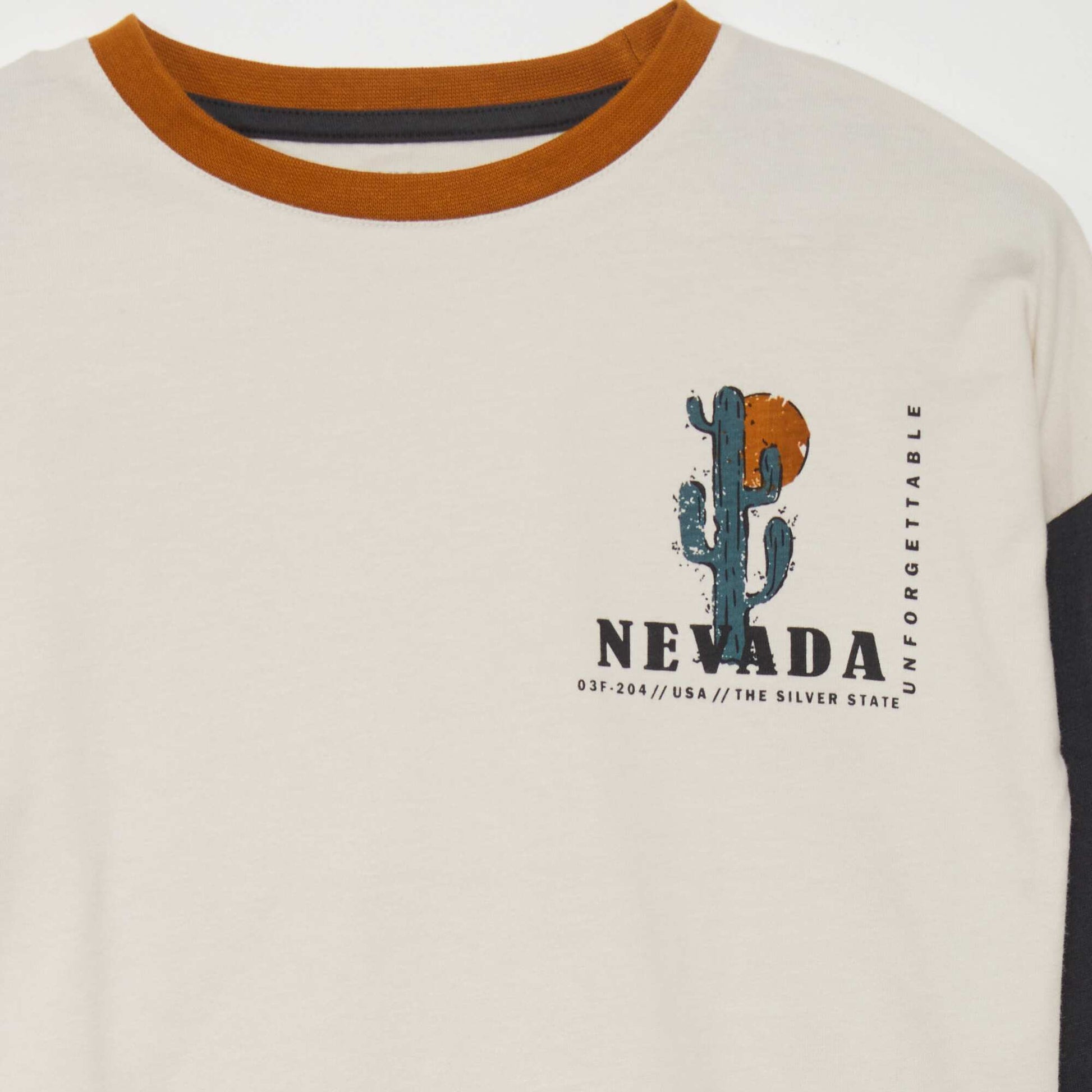 Long-sleeved three-tone T-shirt BEIGE