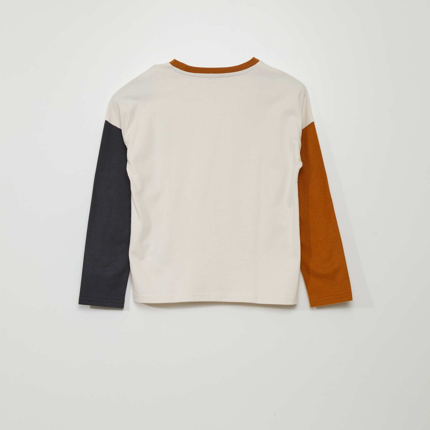 Long-sleeved three-tone T-shirt BEIGE