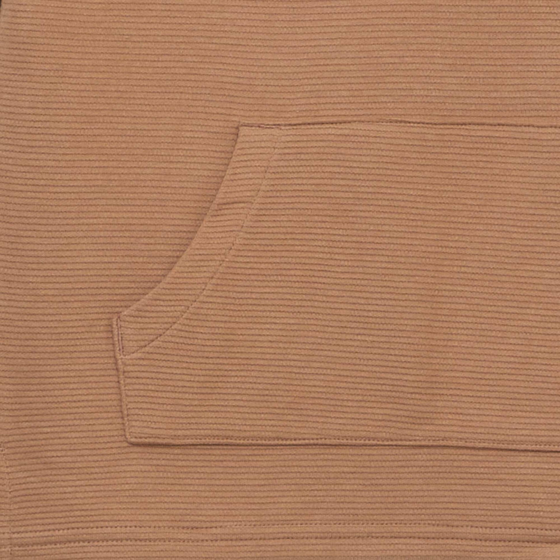Textured knit fabric T-shirt with kangaroo pocket BROWN