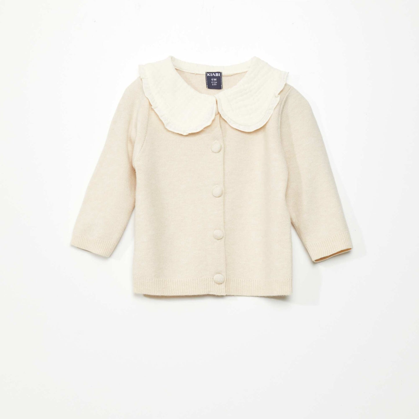 Lightweight cardigan with Peter Pan collar BEIGE SAMP