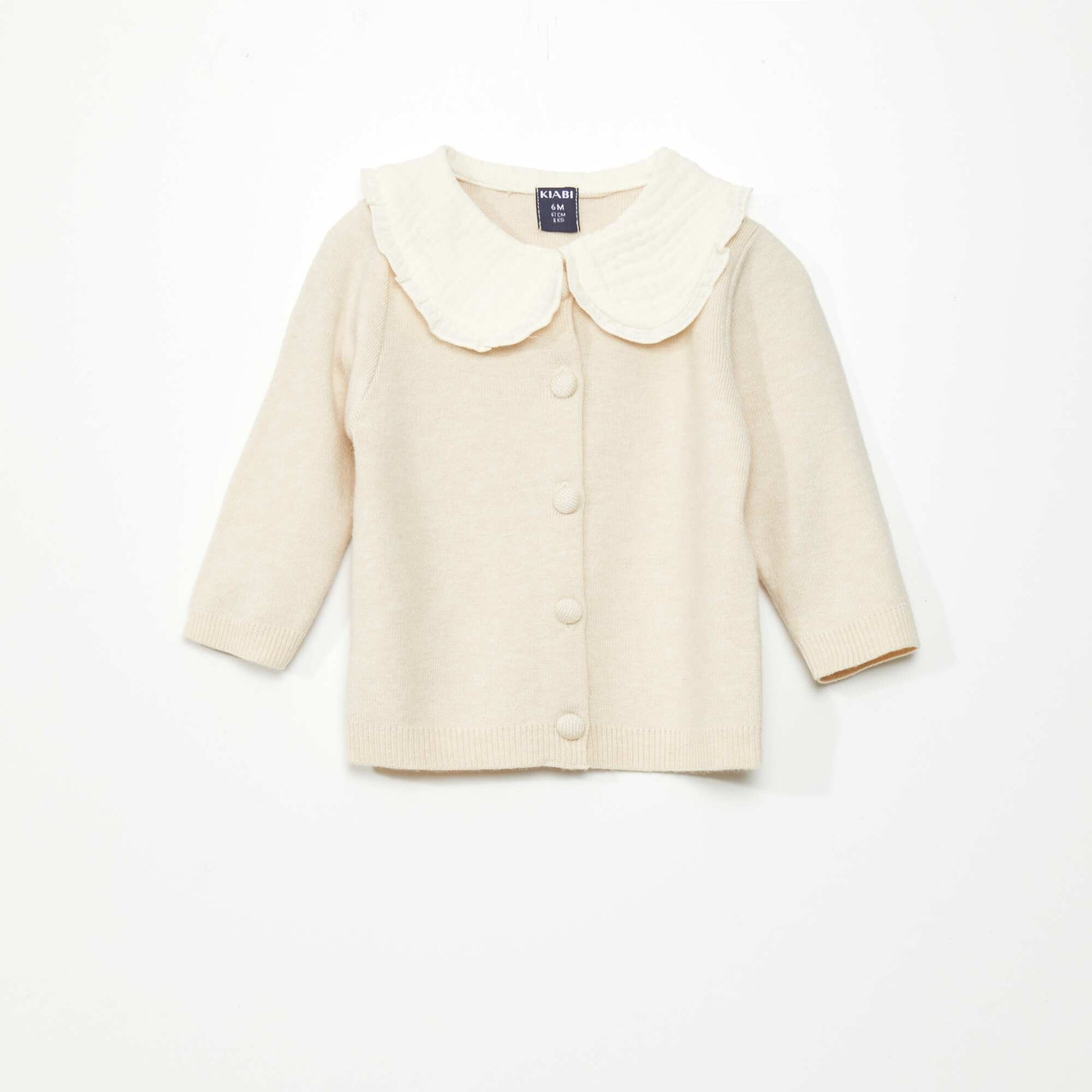 Lightweight cardigan with Peter Pan collar BEIGE SAMP