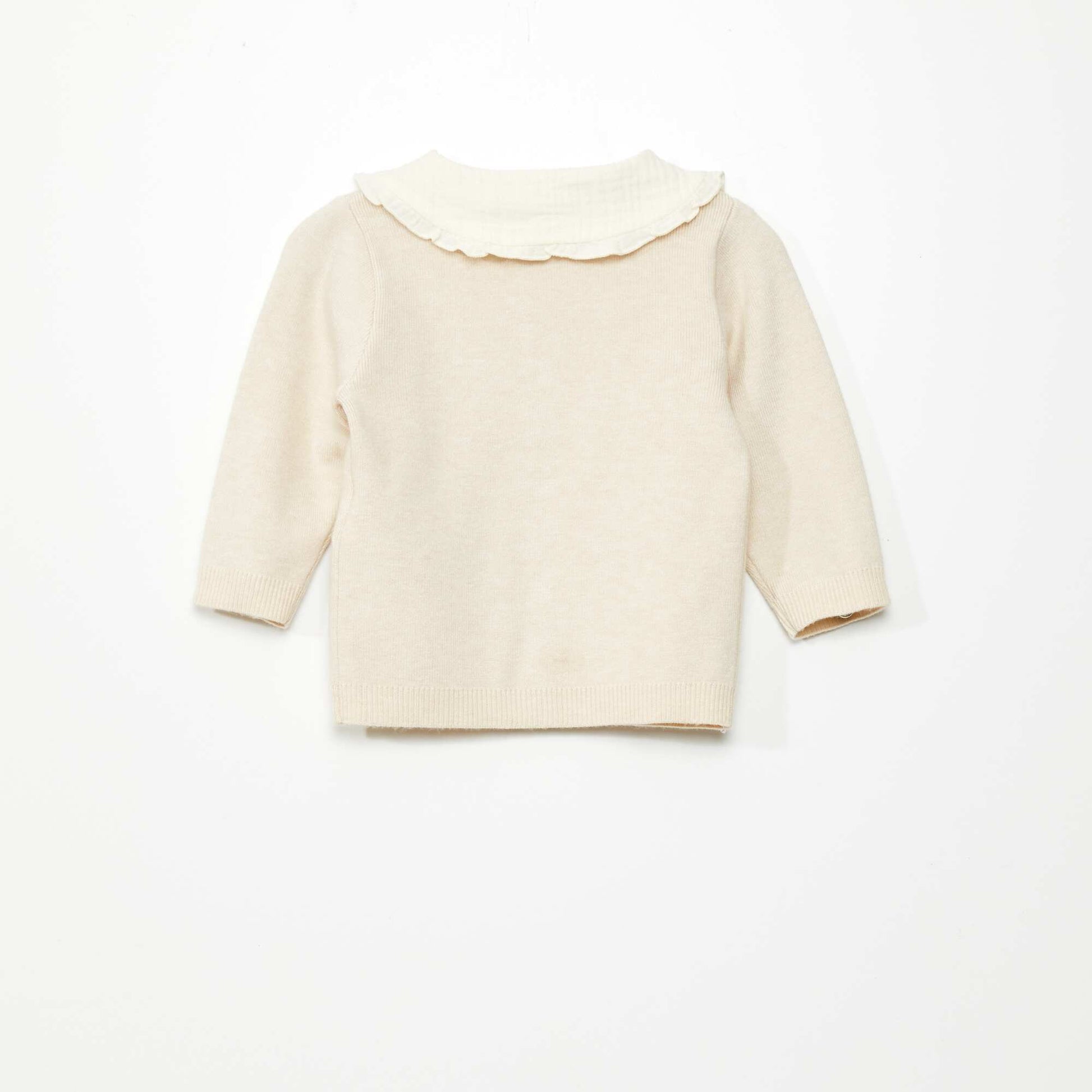 Lightweight cardigan with Peter Pan collar BEIGE SAMP