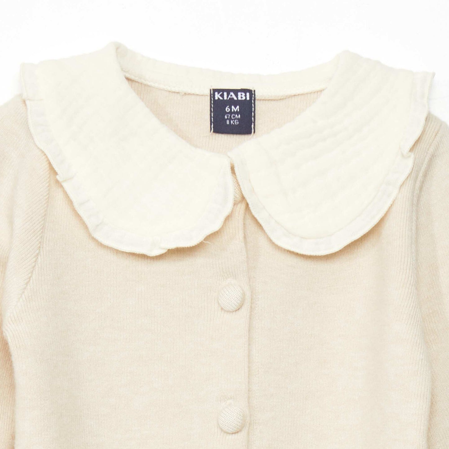 Lightweight cardigan with Peter Pan collar BEIGE SAMP