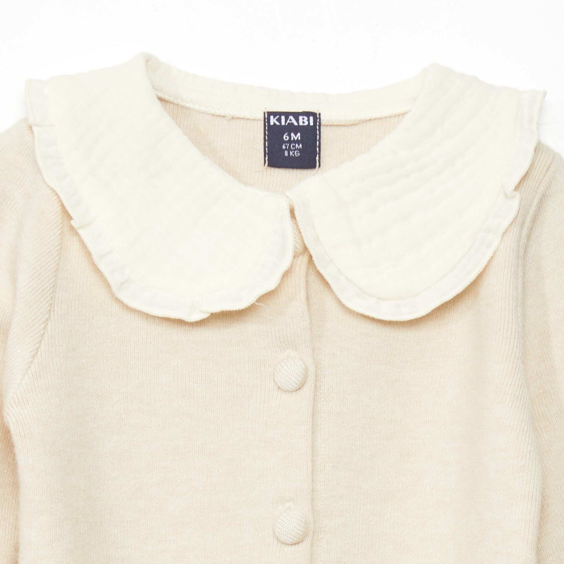 Lightweight cardigan with Peter Pan collar BEIGE SAMP
