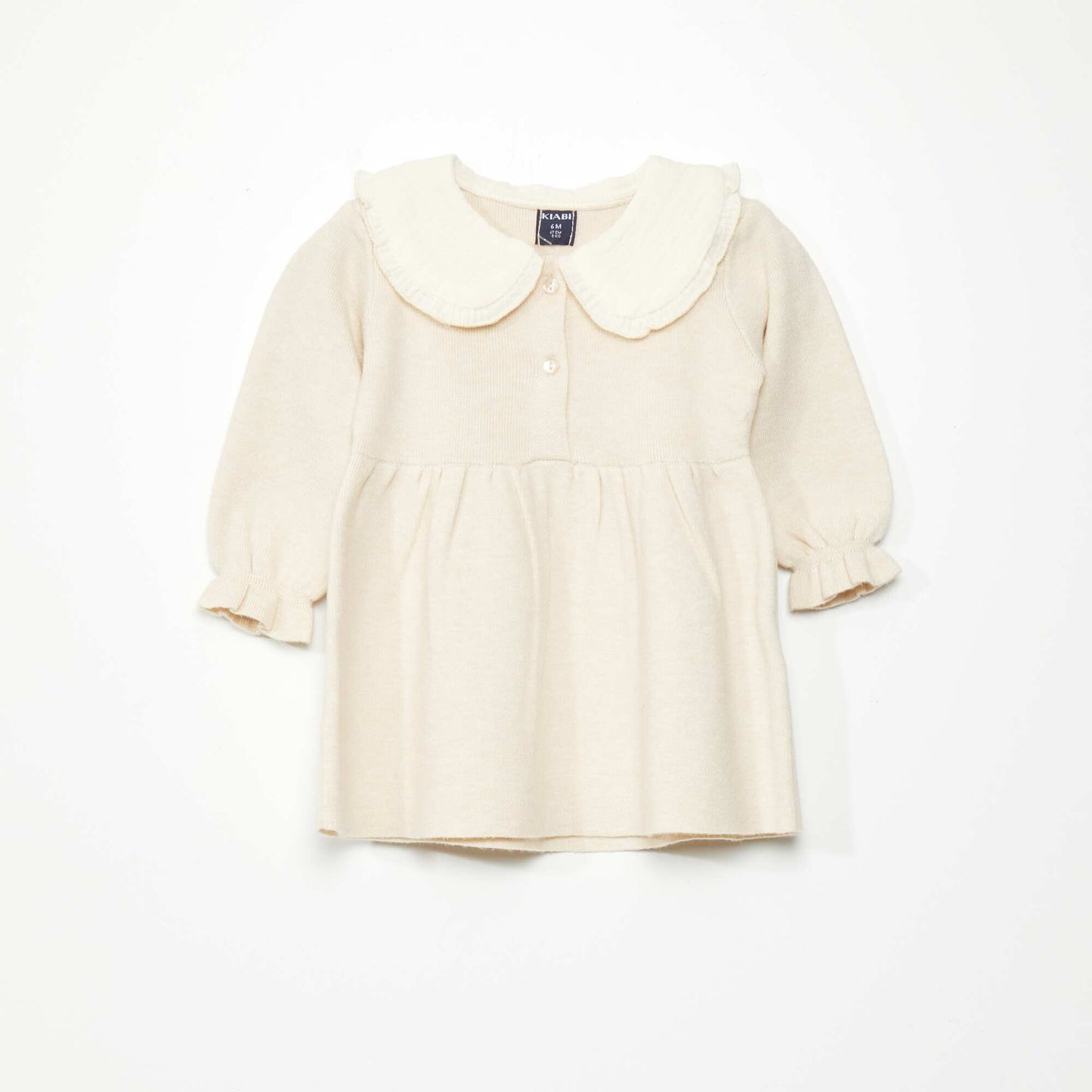 Lightweight knit dress with Peter Pan collar BEIGE SAMP