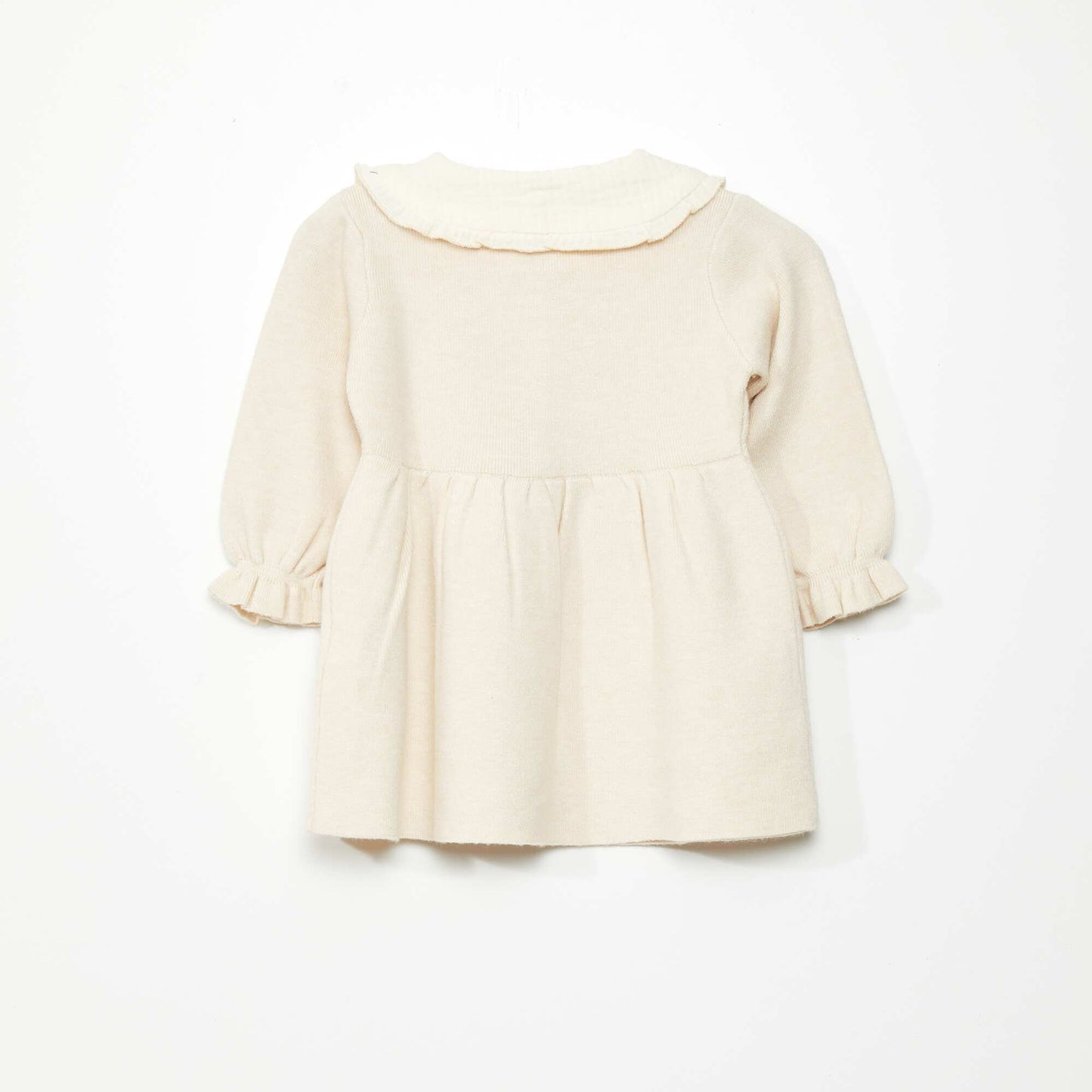 Lightweight knit dress with Peter Pan collar BEIGE SAMP